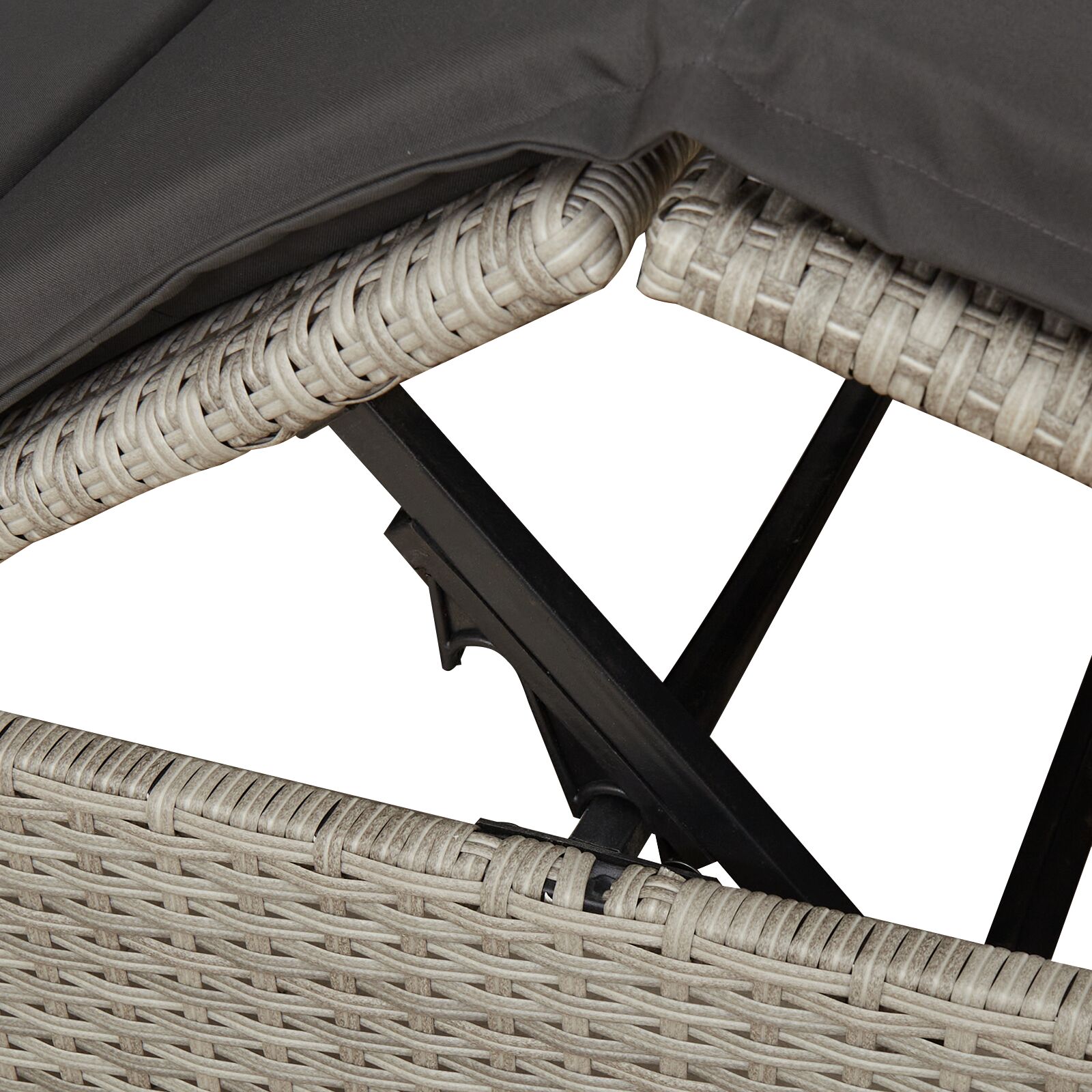 Dupla napágy tetővel és függönyökkel világosszürke poli rattan