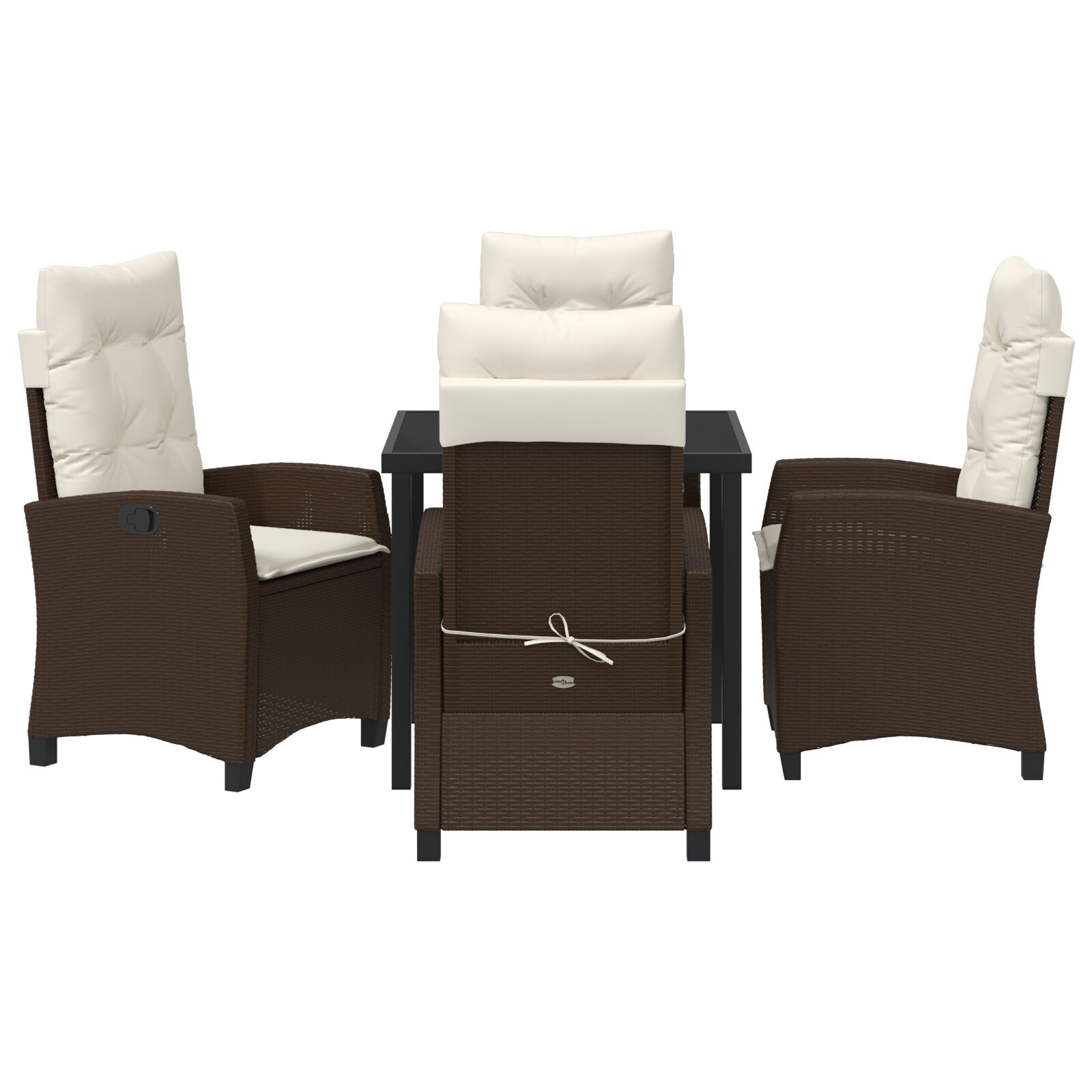 5 részes kerti étkező szett párnákkal barna poli rattan