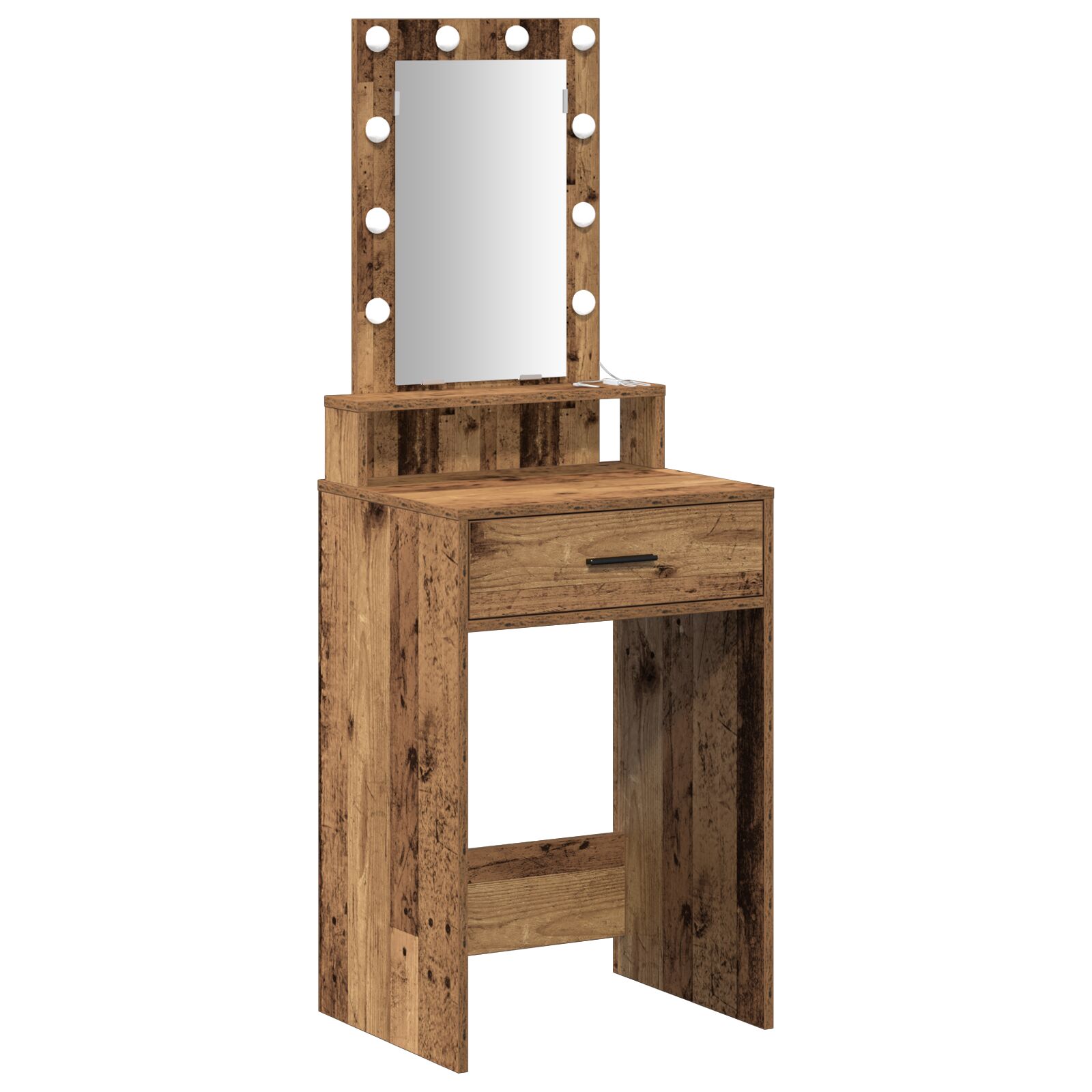 Sminkasztal led fényekkel régi fa 50x41x140 cm