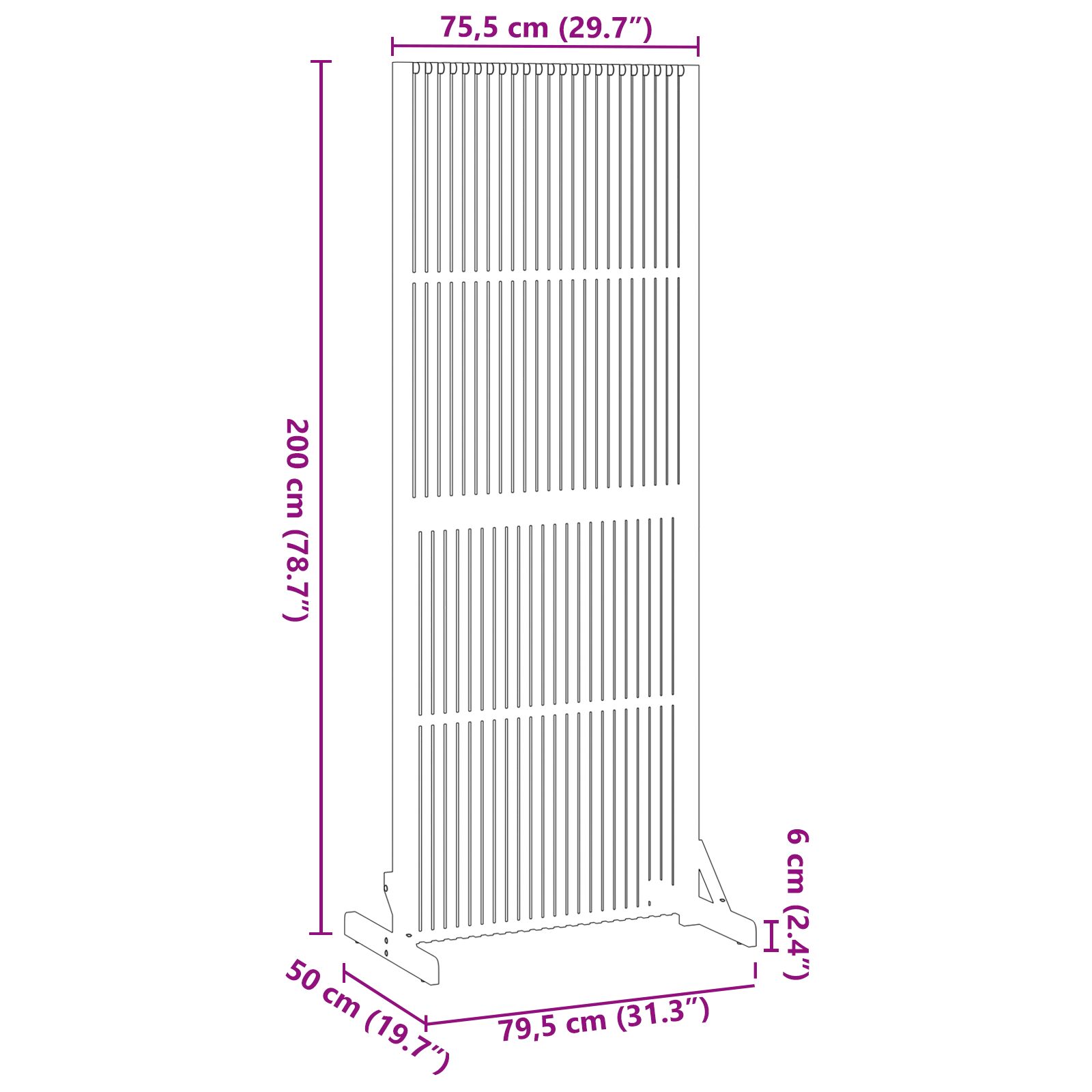 Magánképernyő beltéri/kültéri 200 cm szilárd akácfa