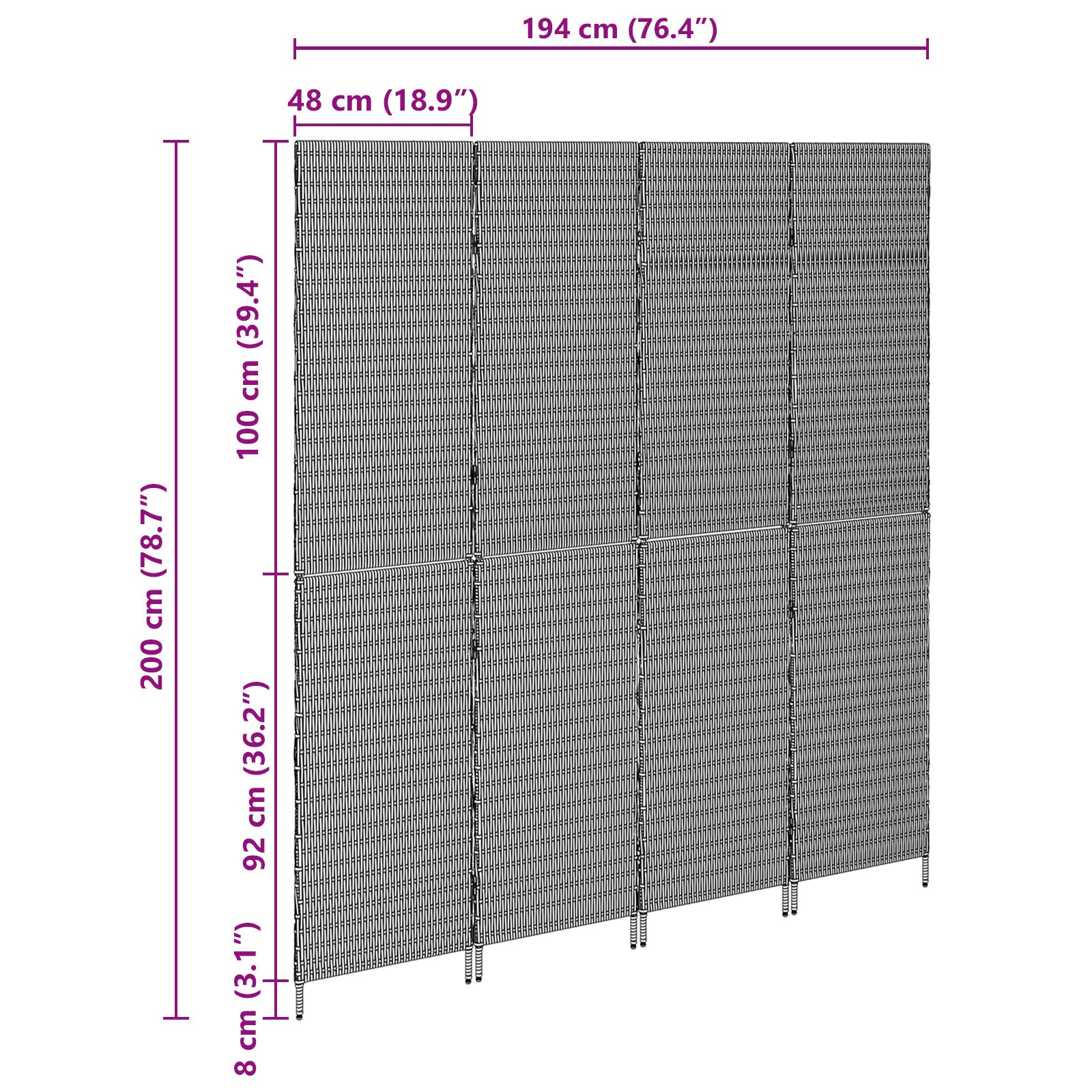Szobai elválasztók bézs fa, szövet 4 panel, 200 cm magasság