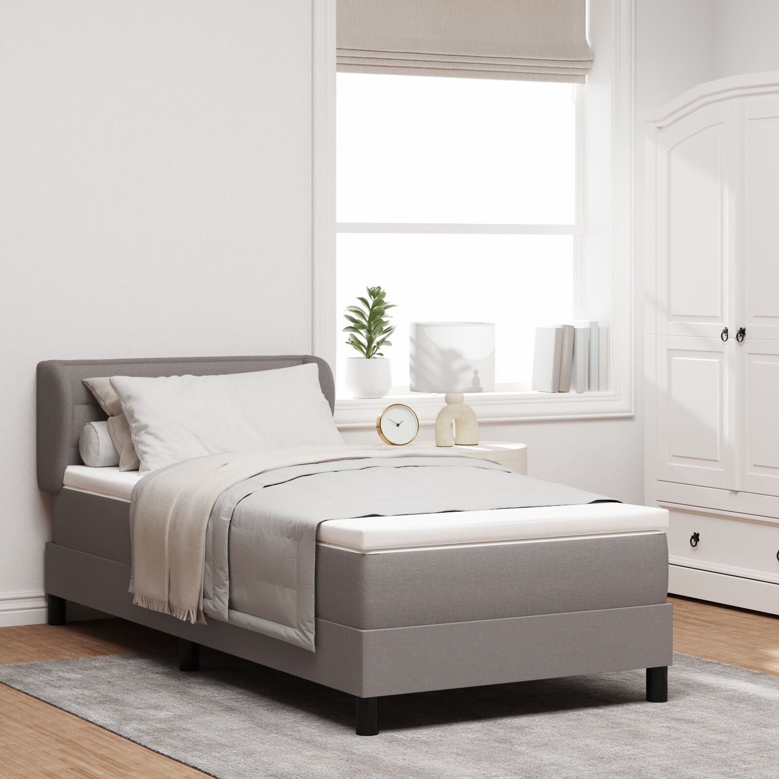 Boxspring ágy matraccal taupe 90x190 cm szövet
