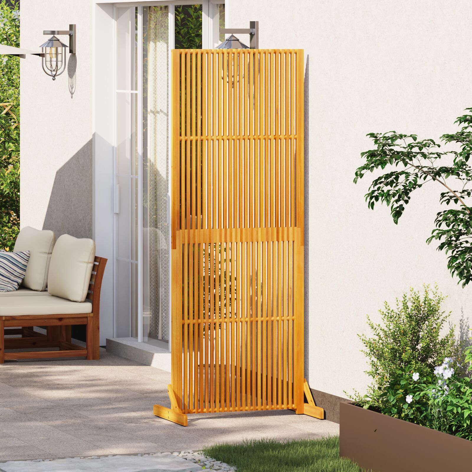 Magánképernyő beltéri/kültéri 200 cm szilárd akácfa