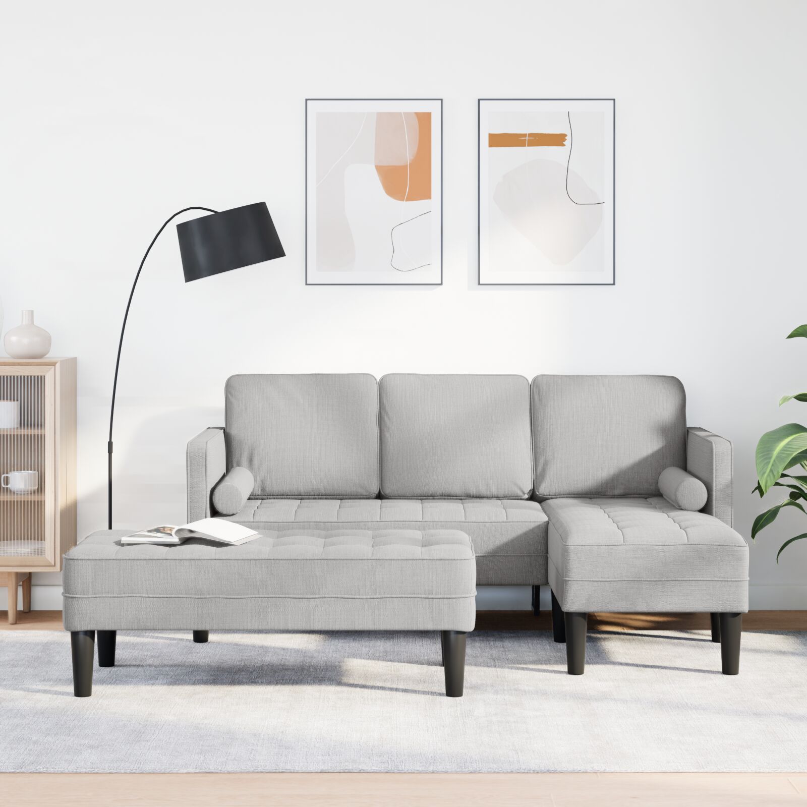 2 darabos kanapészett párnákkal felhős szürke szövetből