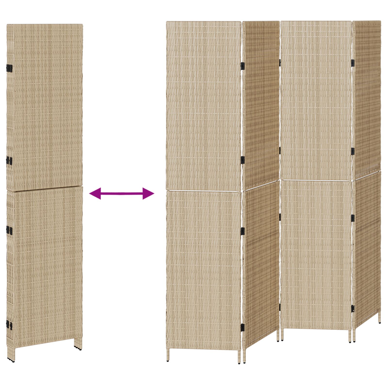 Szobai elválasztók bézs fa, szövet 4 panel, 200 cm magasság