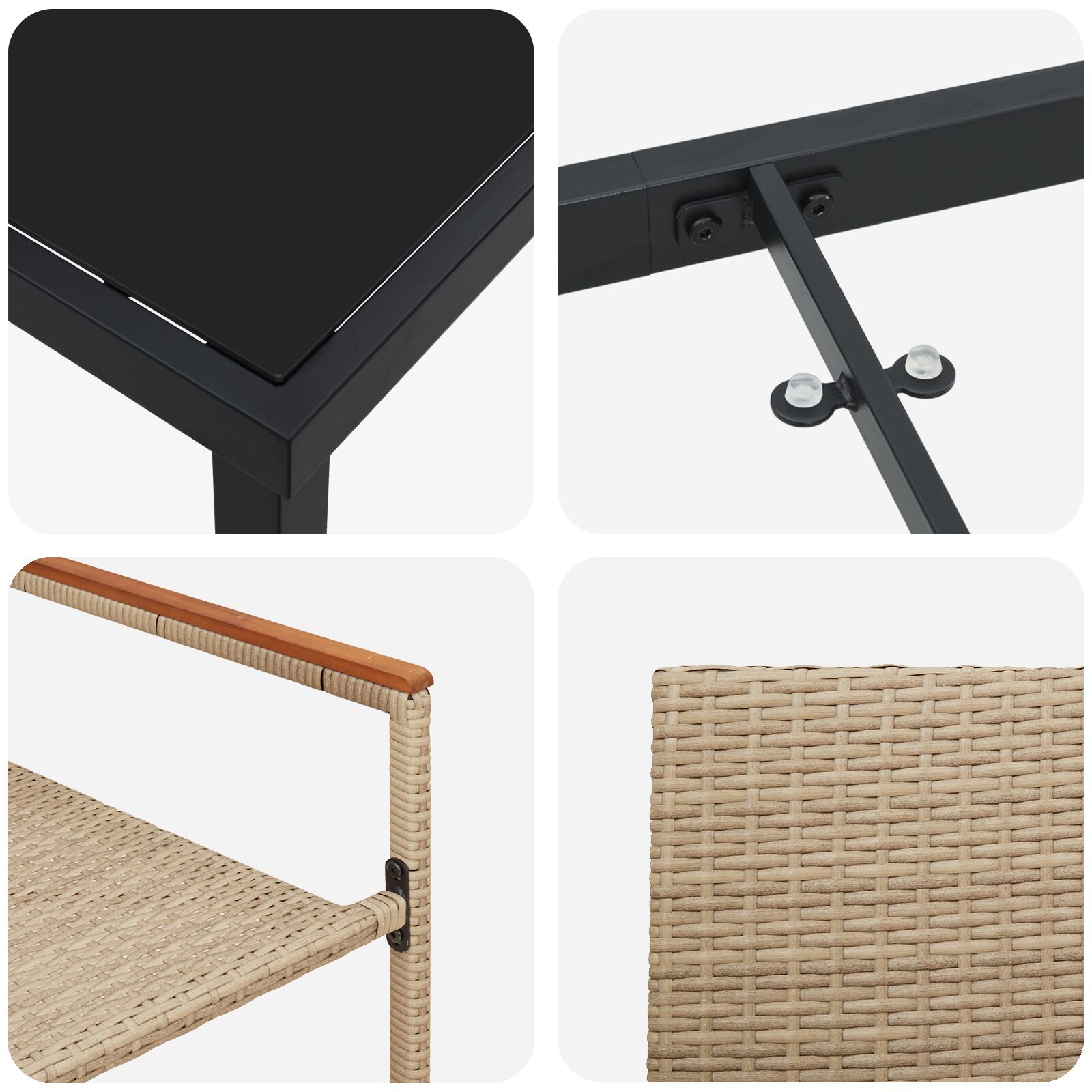 5 darabos kerti étkező szett bézs poli rattan