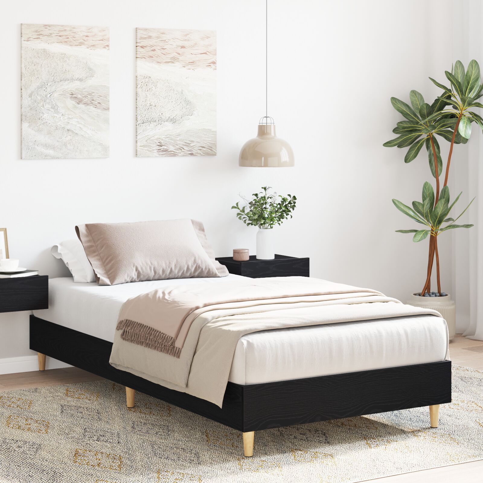 90x190 cm-es fekete tölgy merített fa ágykeret 90x190 cm-es fekete tölgy merített fa ágykeret
