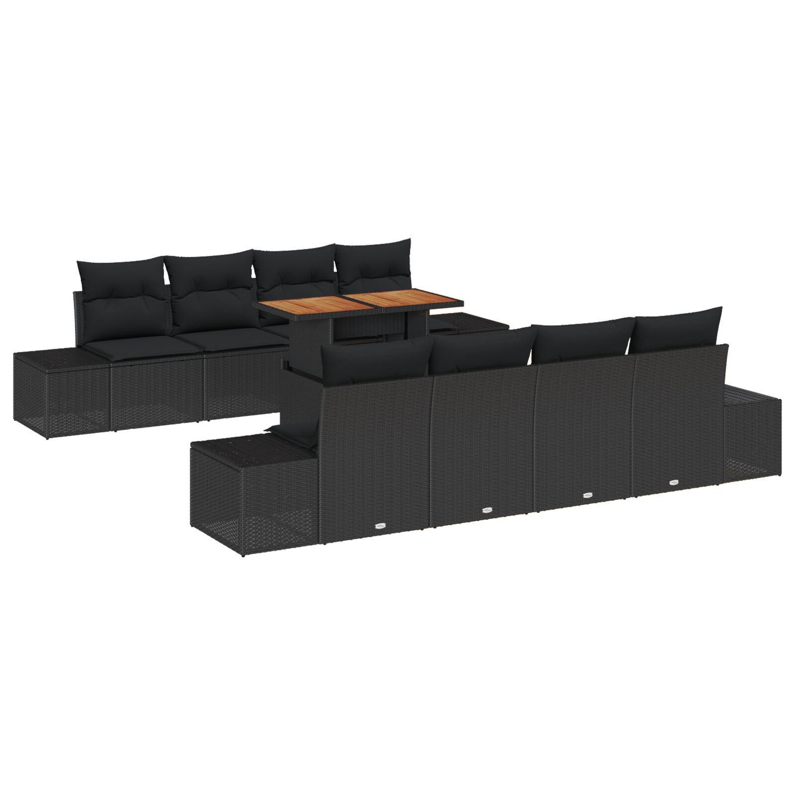 7 részes kert sofa szett párnákkal fekete poli rattan 7 részes kert sofa szett párnákkal fekete poli rattan