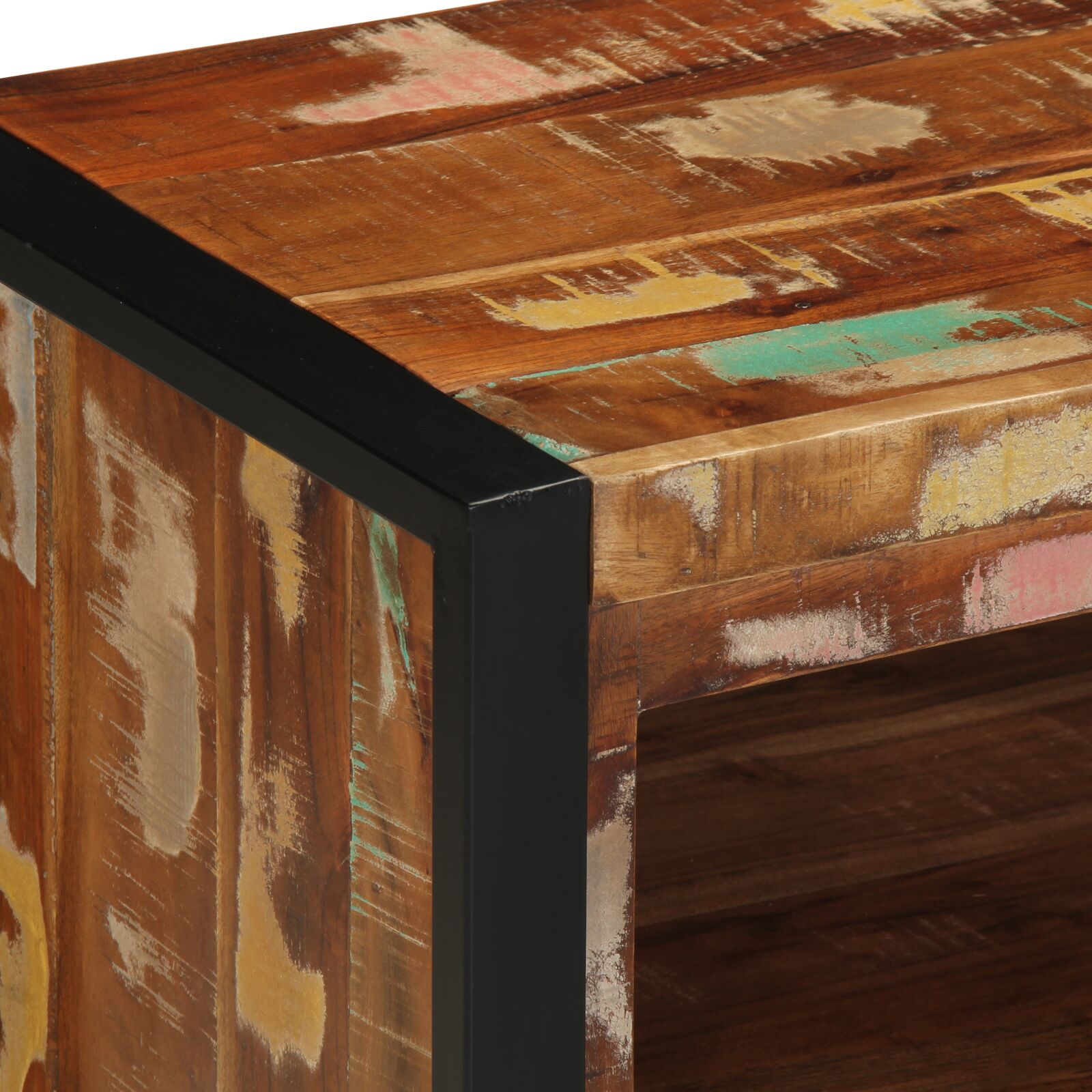Cipőpad többszínű 100x40x50 cm tömör újrahasznosított fa