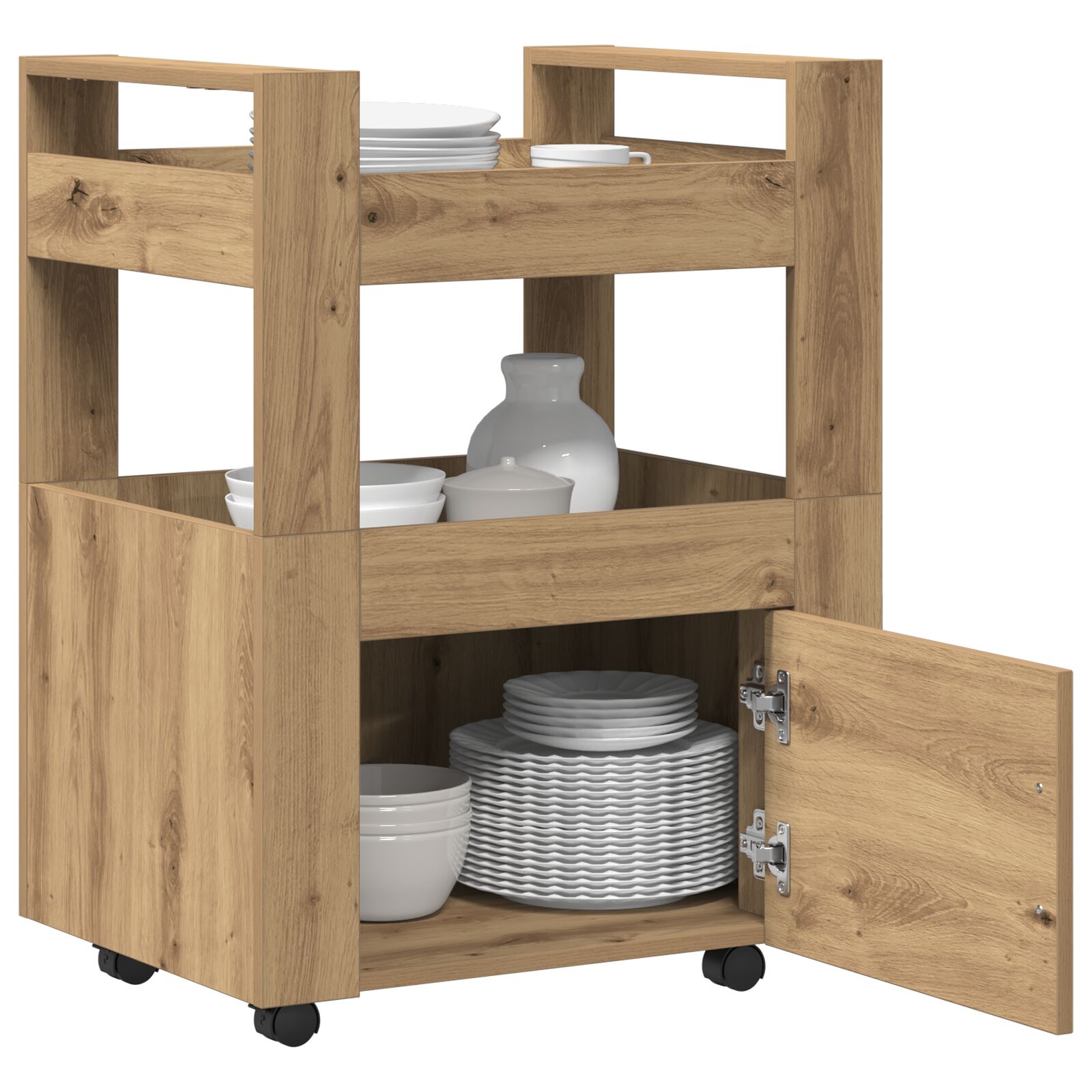 Konyhai trolly mesteri tölgy 60x45x80 cm mérnöki fa