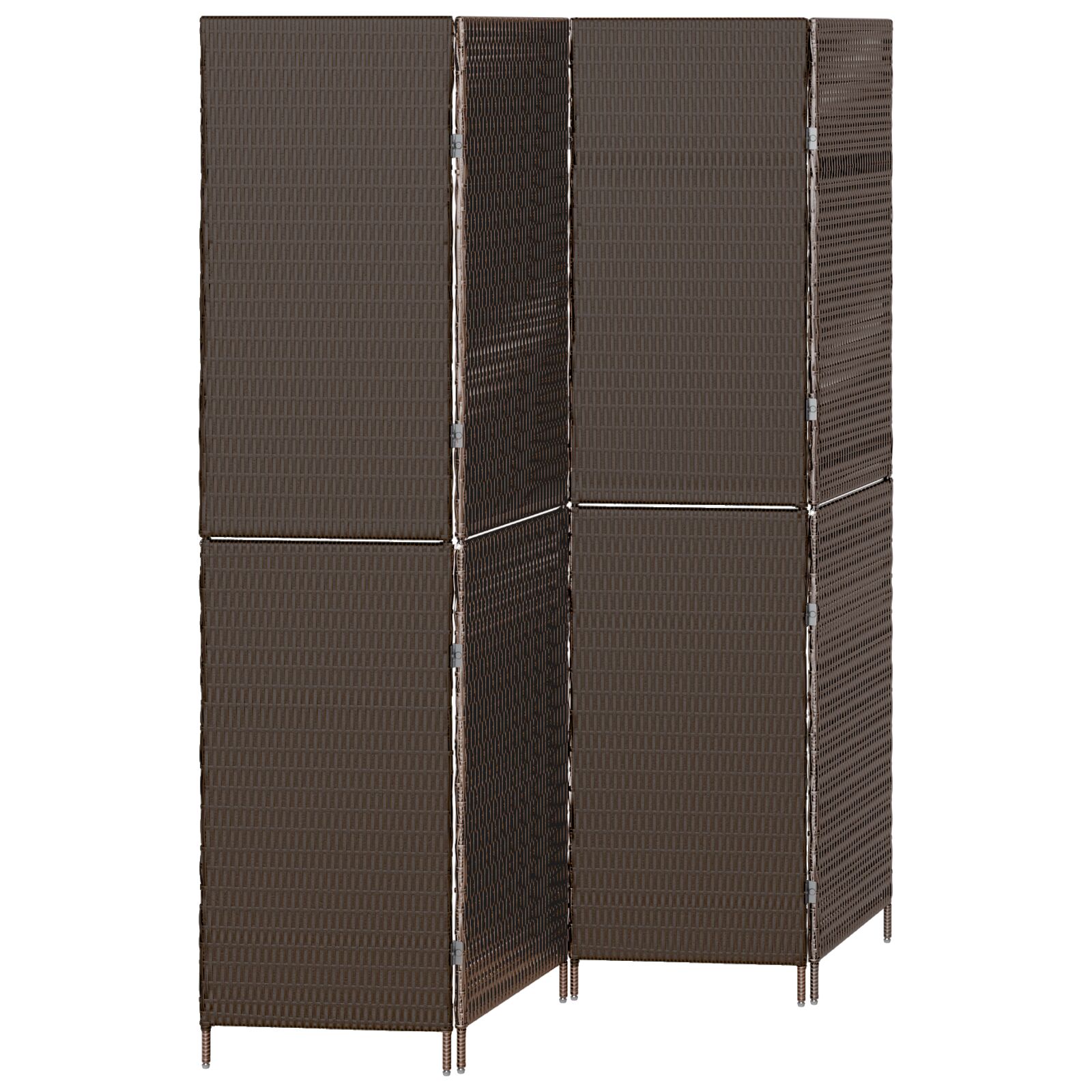 Szobai elválasztó 4 paneles összecsukható barna 195x180 cm poli rattan
