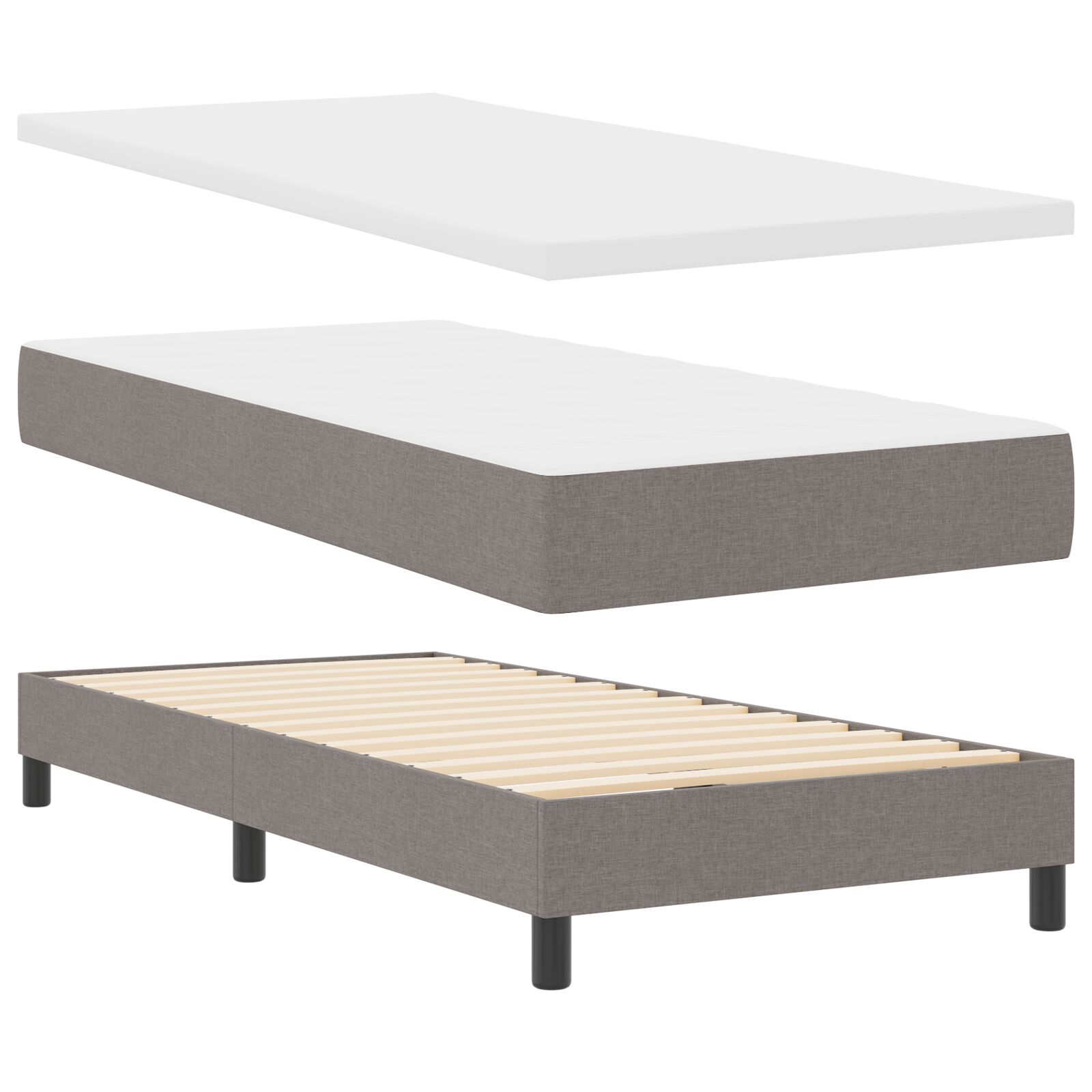 Boxspring ágy matraccal taupe 90x190 cm szövet