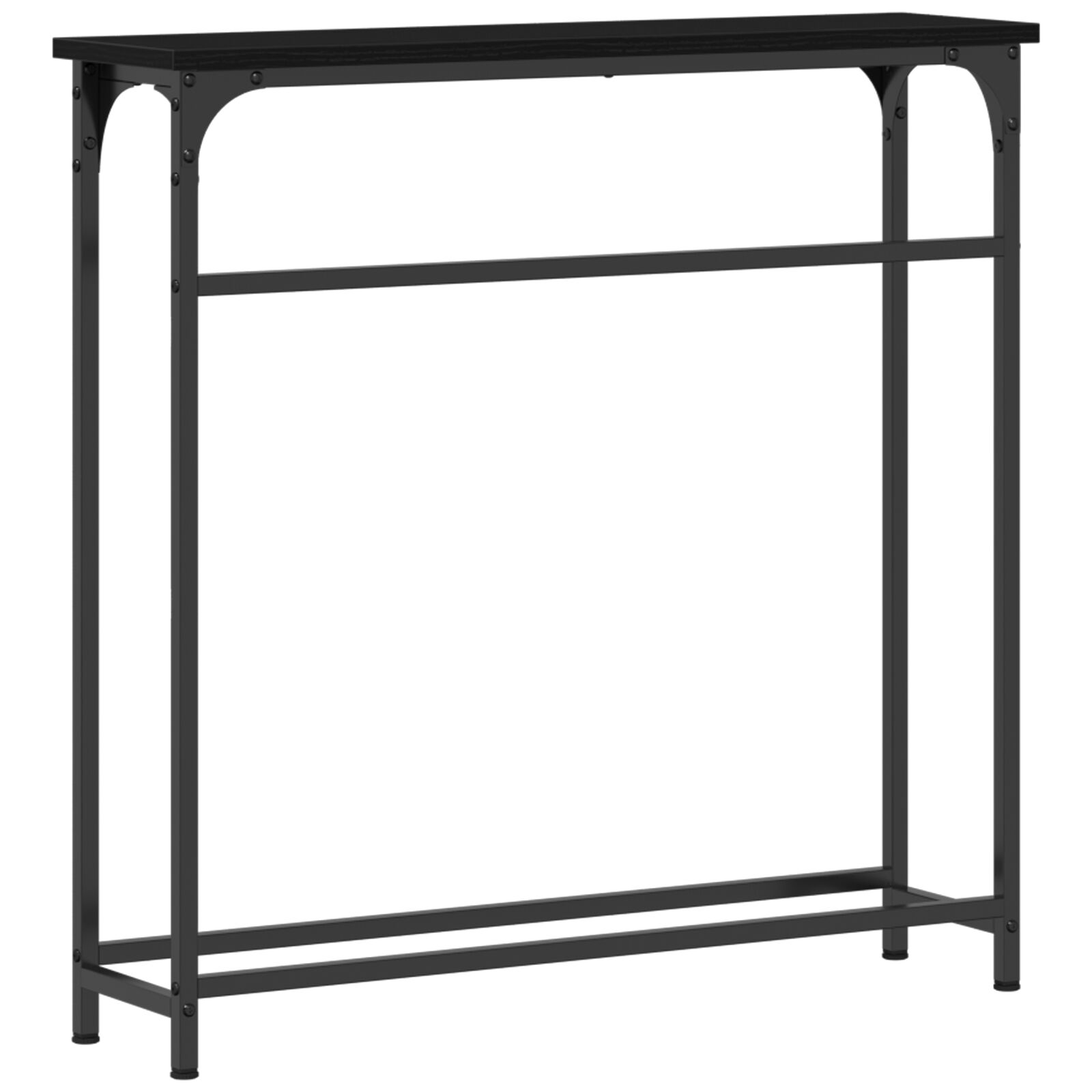 Konzol asztal fekete tölgy fém váz, mdf felső kompakt tartós