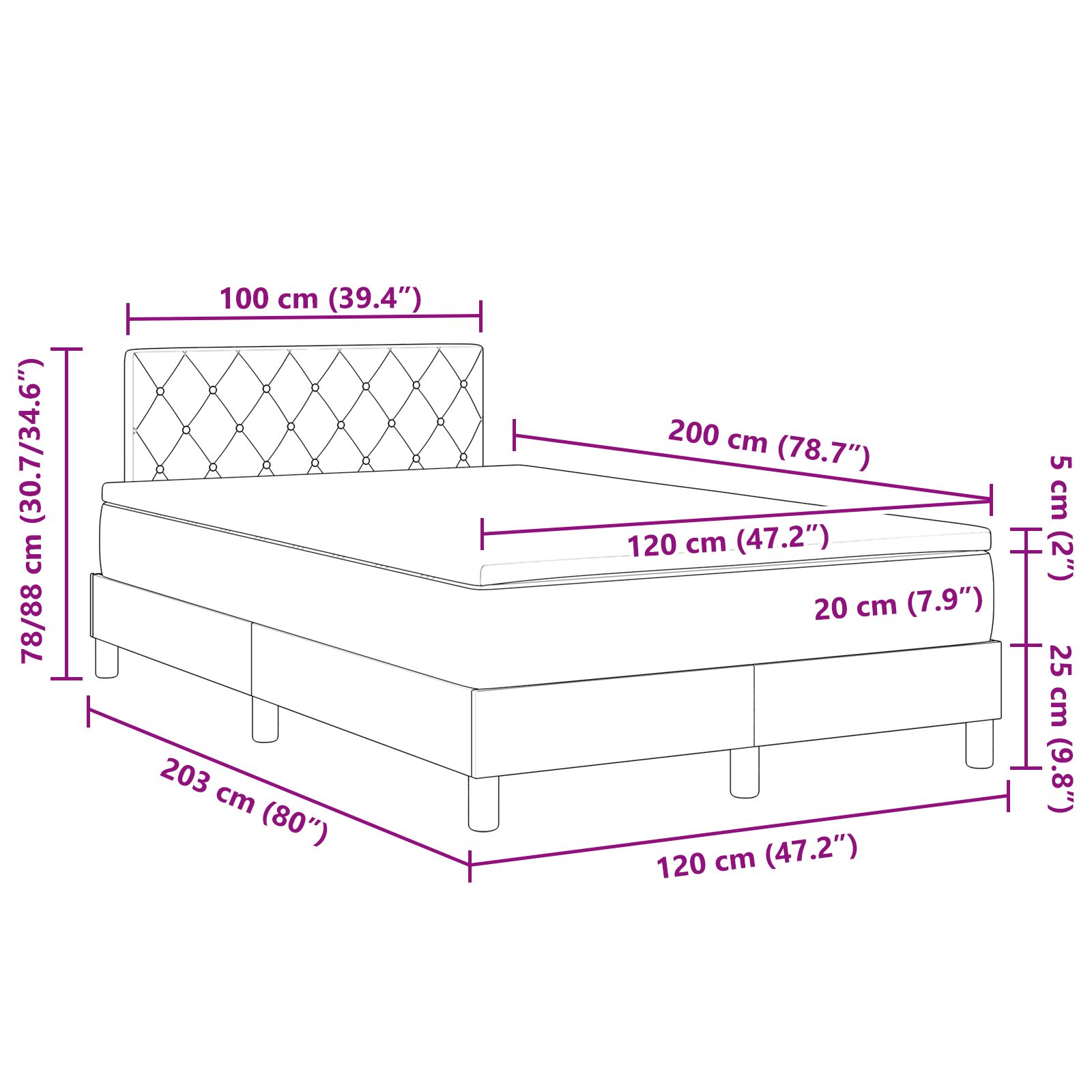 Boxspring ágy matracal sötétszürke 120x200 cm bársonyos
