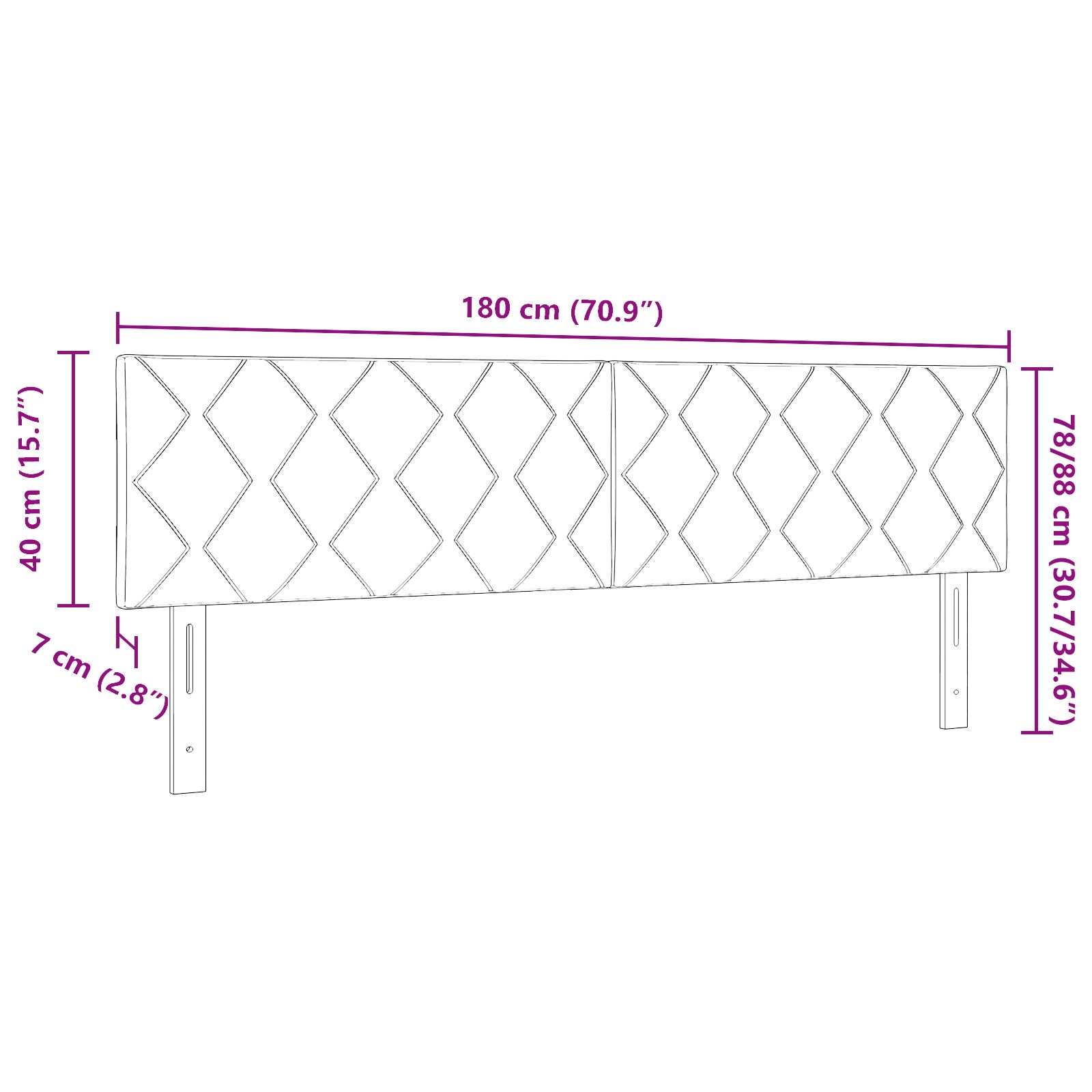 Fejtámla gyémánt blokkok design sötétkék 180 cm bársony