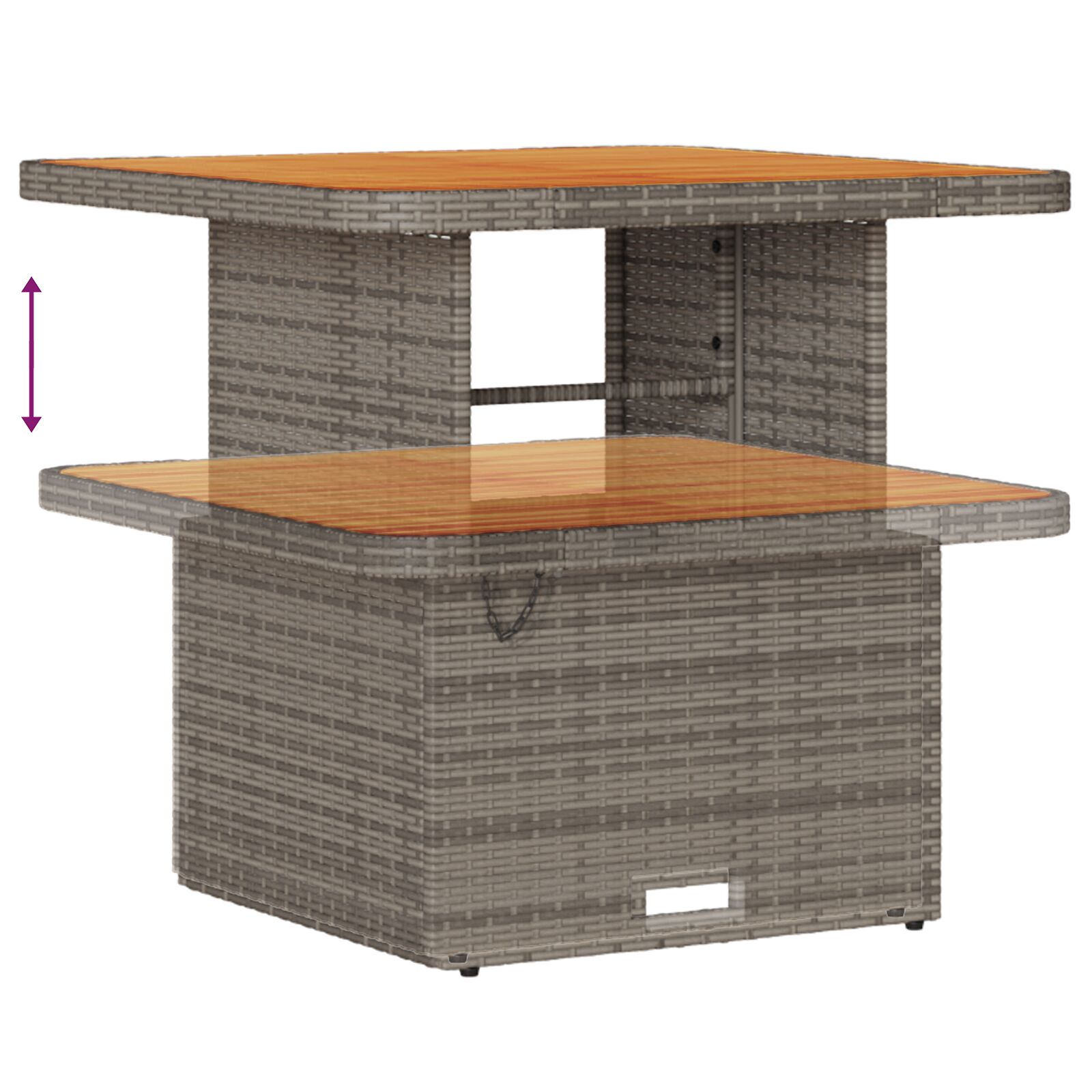 13 darabos kerti kanapé szett párnákkal szürke poli rattan akác, 2-személyes kerti kanapé tárolóval és párnákkal szürke poli rattan, 3 darabos kerti étkező szett párnákkal szürke poli rattan akác