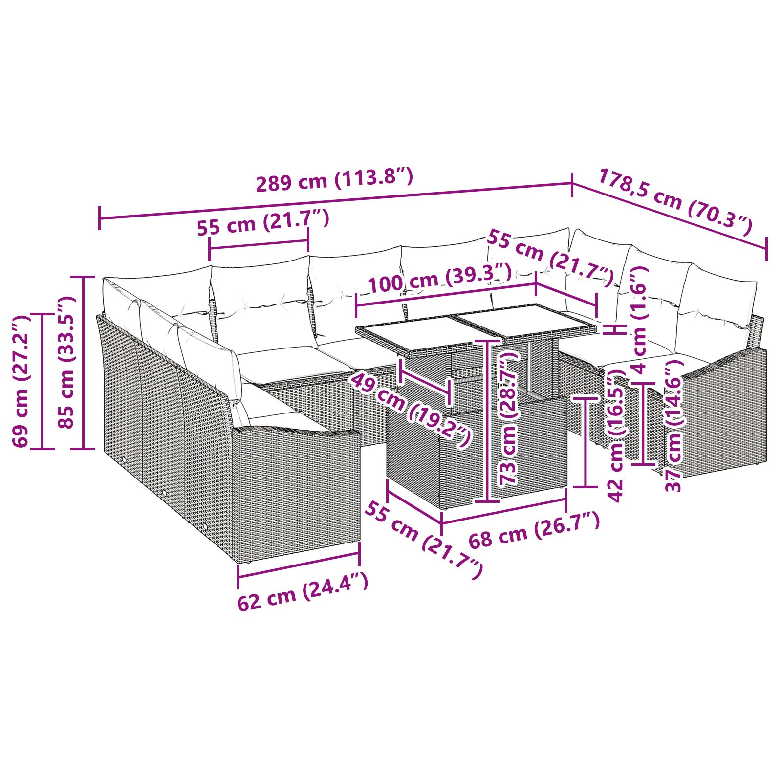 10 darabos kerti kanapé szett párnákkal barna poli rattan 10 darabos kerti kanapé szett párnákkal barna poli rattan