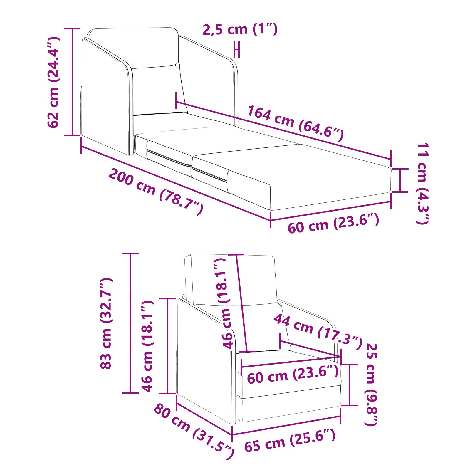 Földi kanapéágy 2 az 1-ben sötétzöld 65x80x83 cm velúr Földi kanapéágy 2 az 1-ben sötétzöld 65x80x83 cm velúr