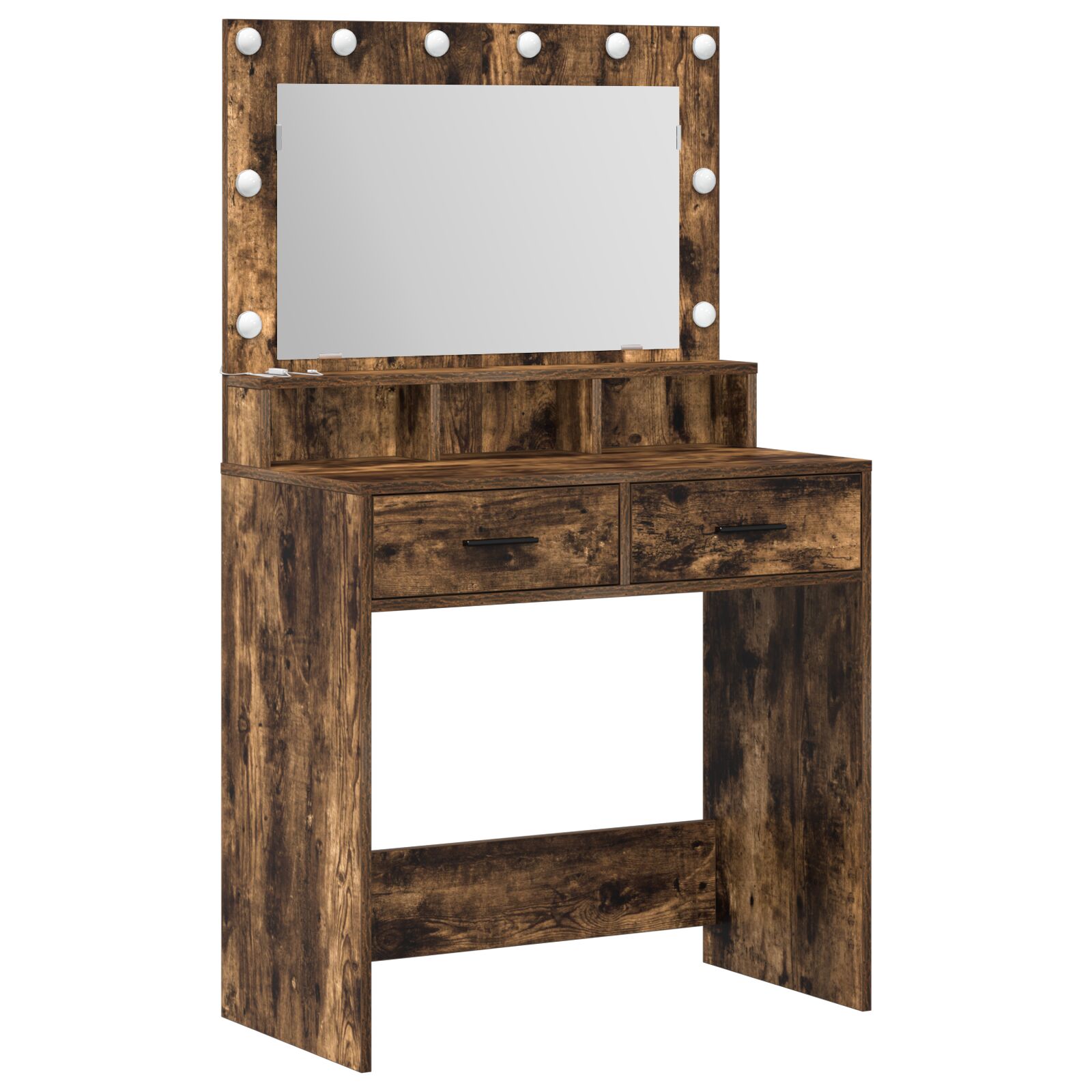 Sminkasztal led világítással füstölt tölgy 79x41x135 cm