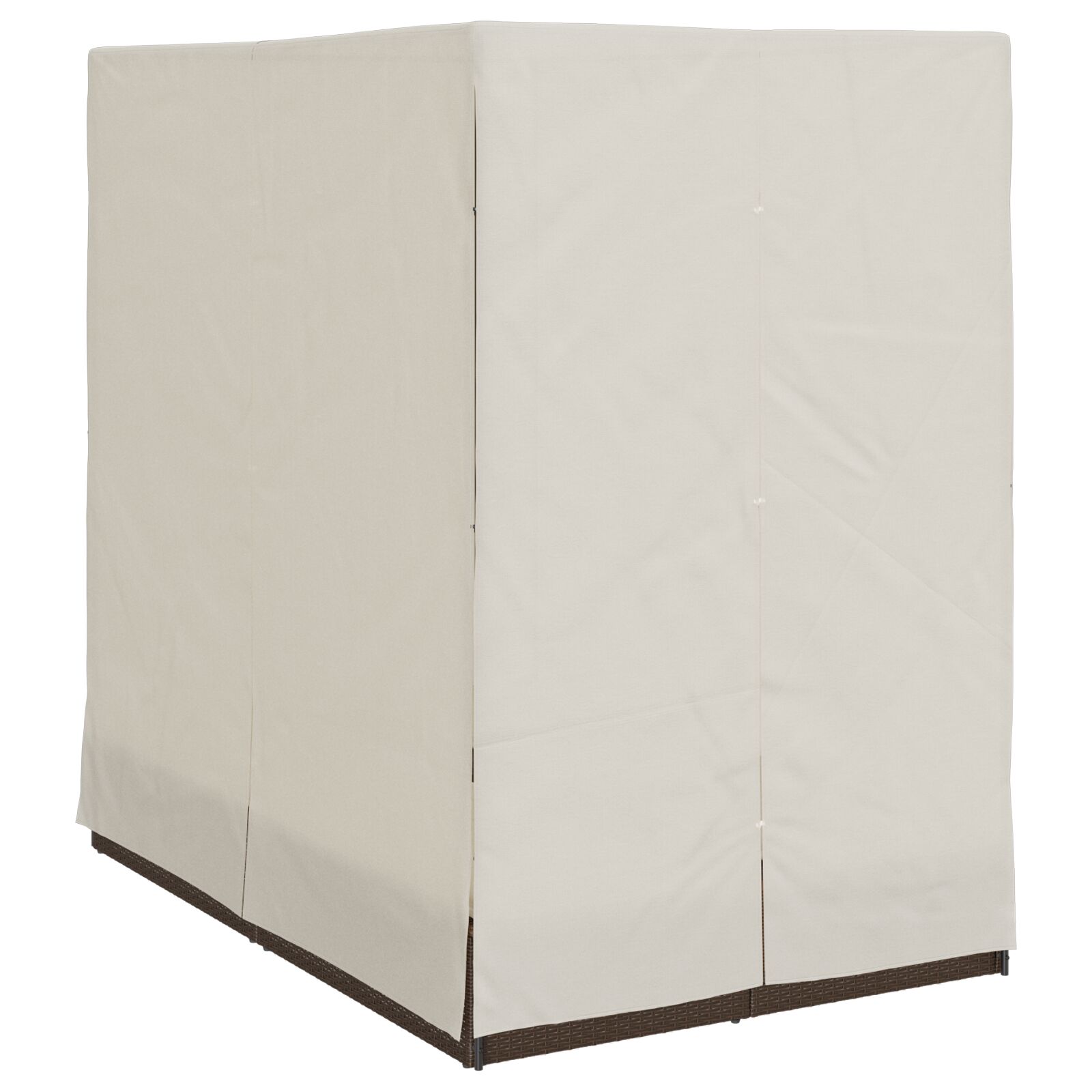 Kétfős napozóágy tetővel és függönyökkel barna polirattan