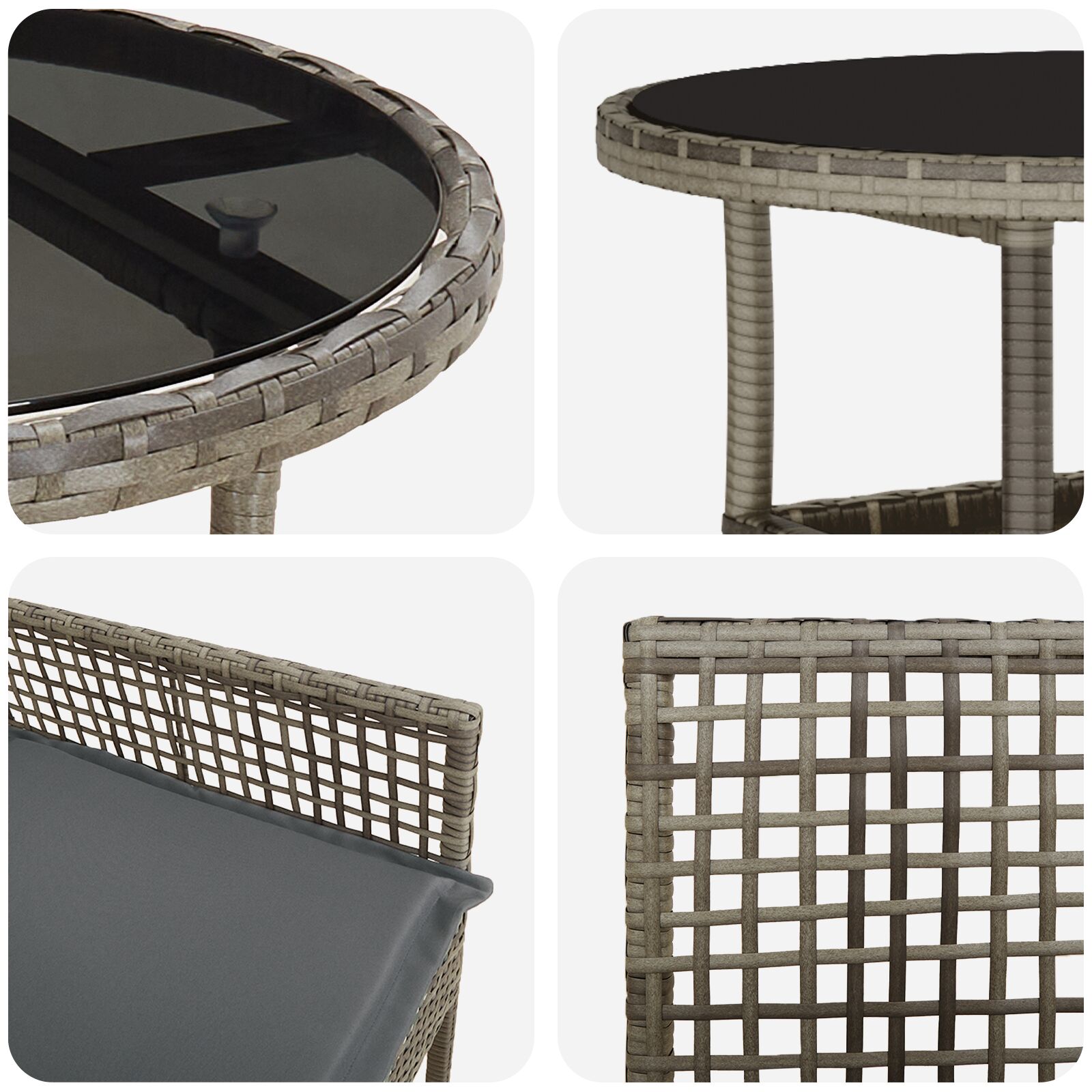 Étkező bútor szett 3 darab szürke rattan tartós