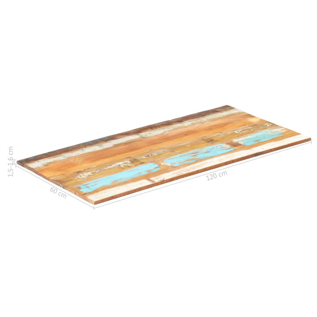 Négyszögű tömör újrahasznosított fa asztallap 60x120cm 15-16 mm