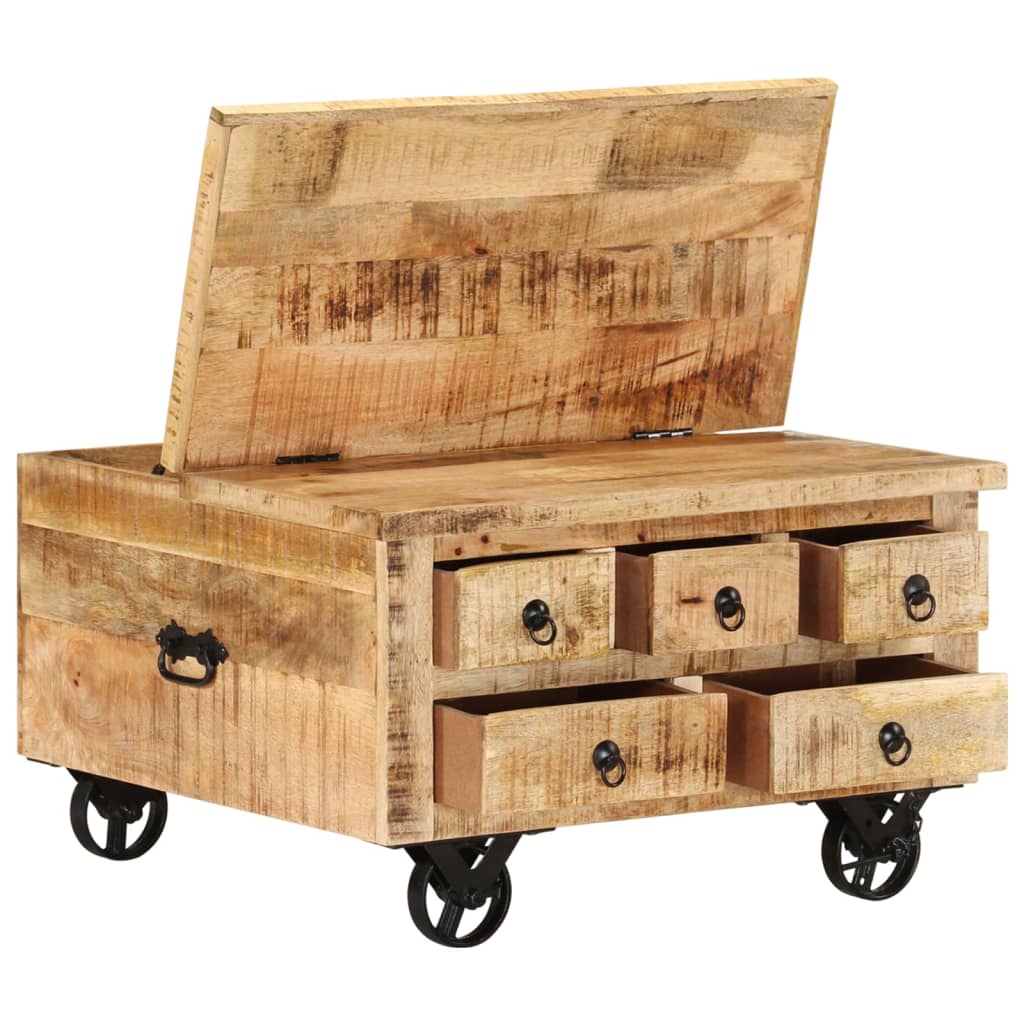 Nyers mangófa dohányzóasztal 70 x 70 x 40 cm