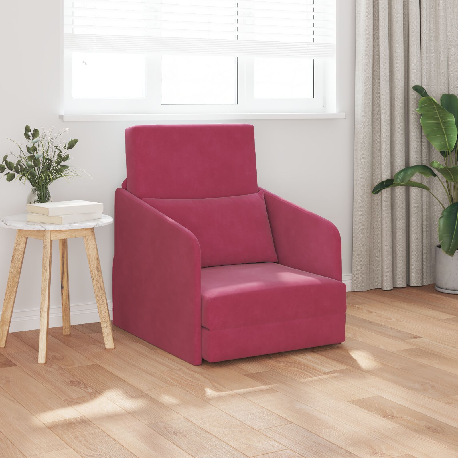 Földi kanapéágy 2 az 1-ben burgundi vörös 65x80x83 cm bársony Földi kanapéágy 2 az 1-ben burgundi vörös 65x80x83 cm bársony