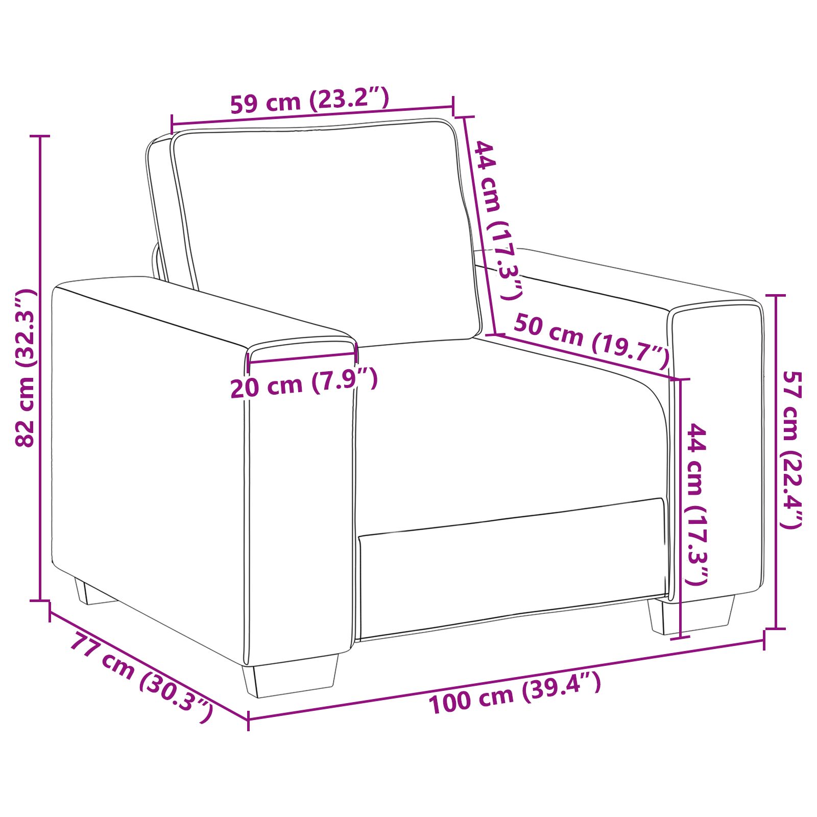 Sötétszürke fotel 59 cm szövet
