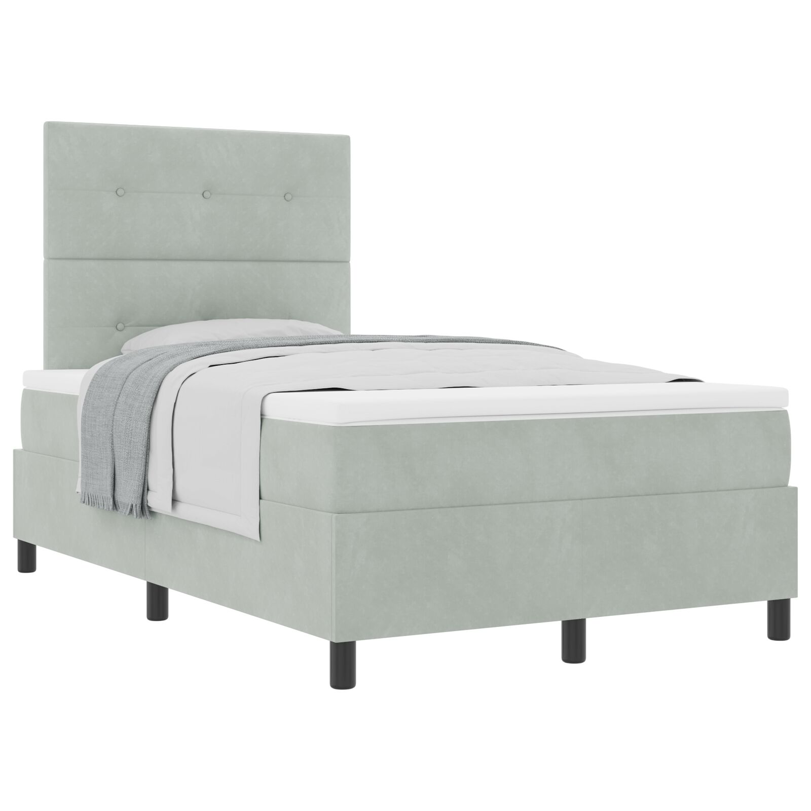 Boxspring ágy matrac kép sötétszürke 120x200 cm bársony