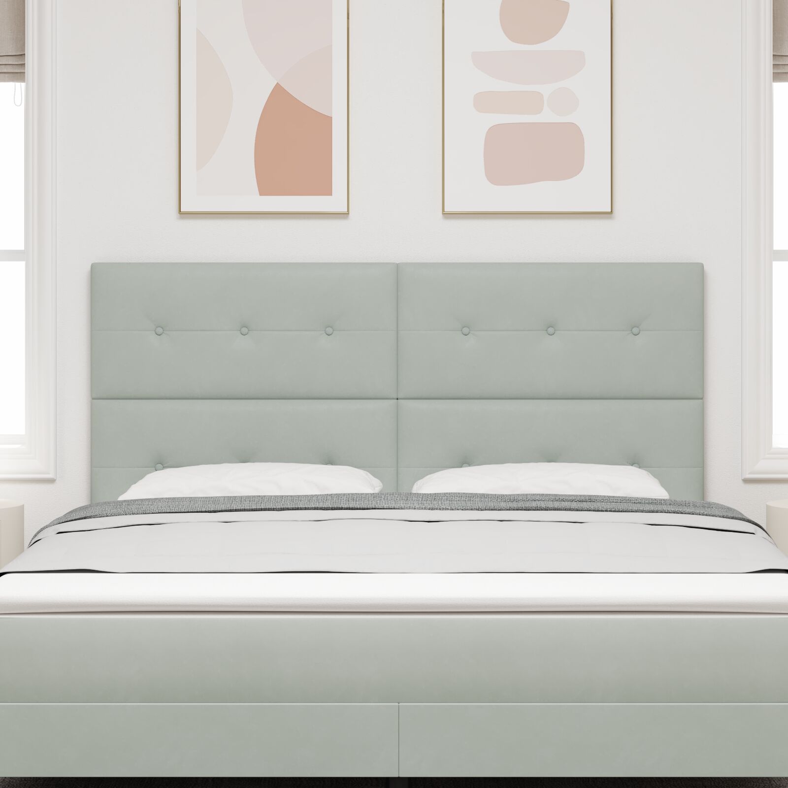 Fejtámla gombos tűzött világosszürke 180 cm bársony