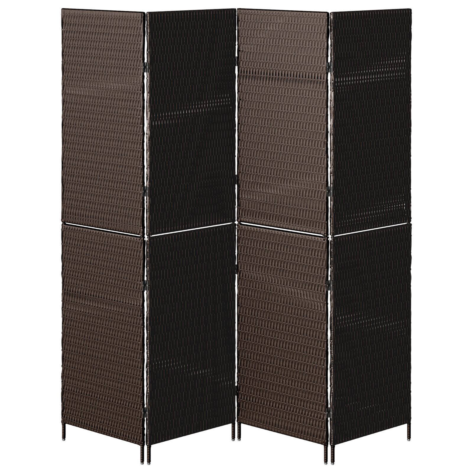 Szobai elválasztó 4 paneles összecsukható barna 195x180 cm poli rattan