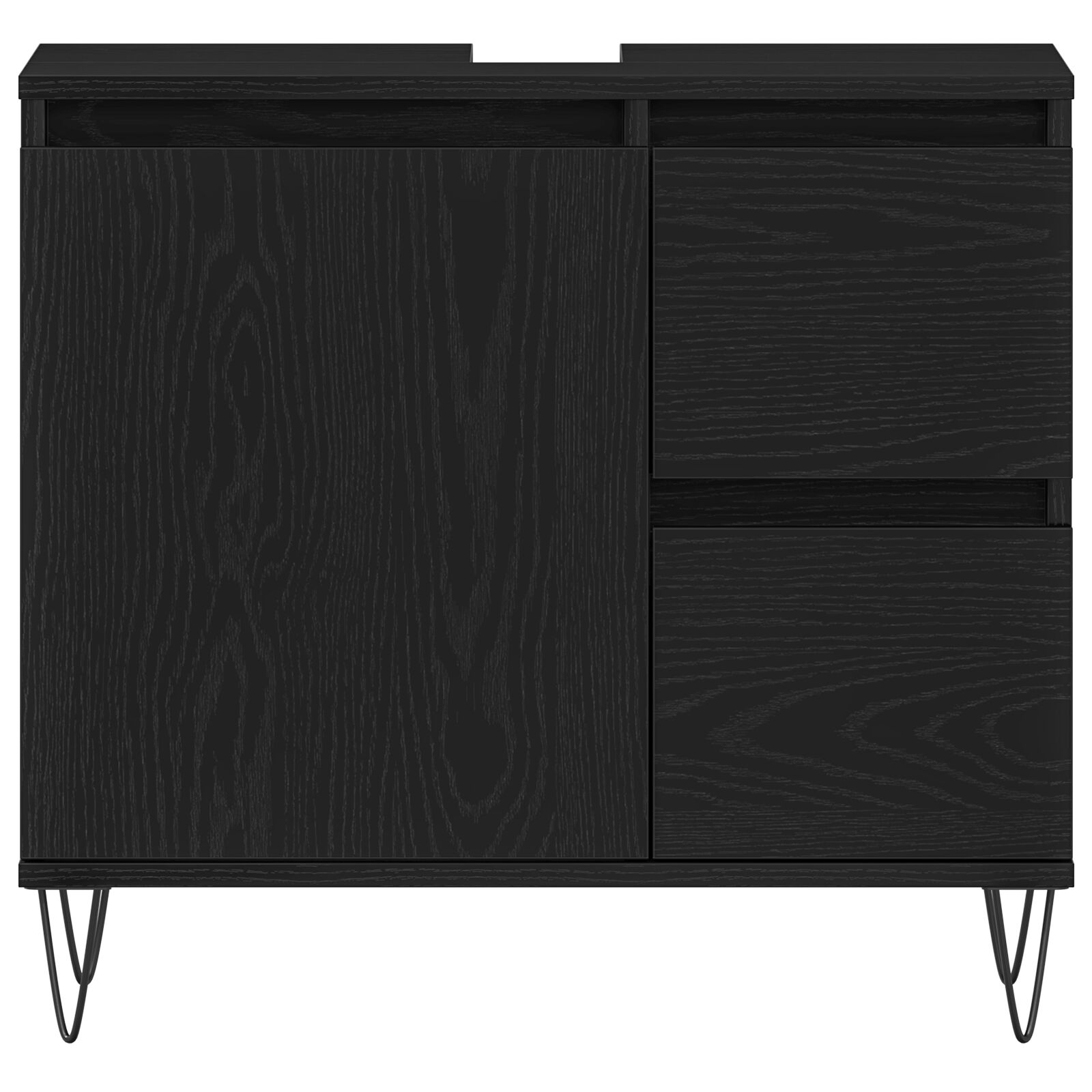 Fürdőszoba mosdó szekrény fekete tölgy 65x33x60 cm műanyag