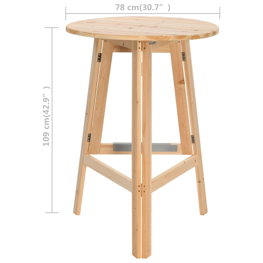 Összecsukható fenyőfa bárasztal 78 cm