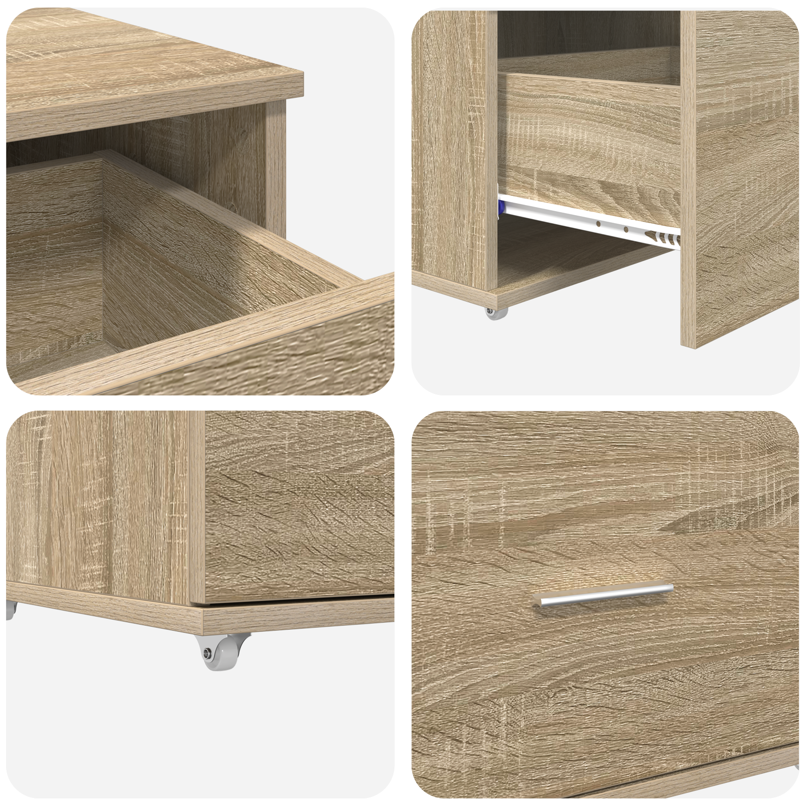 Asztal fiókkal polcokkal tárolóval sonoma tölgy 131.5 x 50 x 106.5 cm faanyag