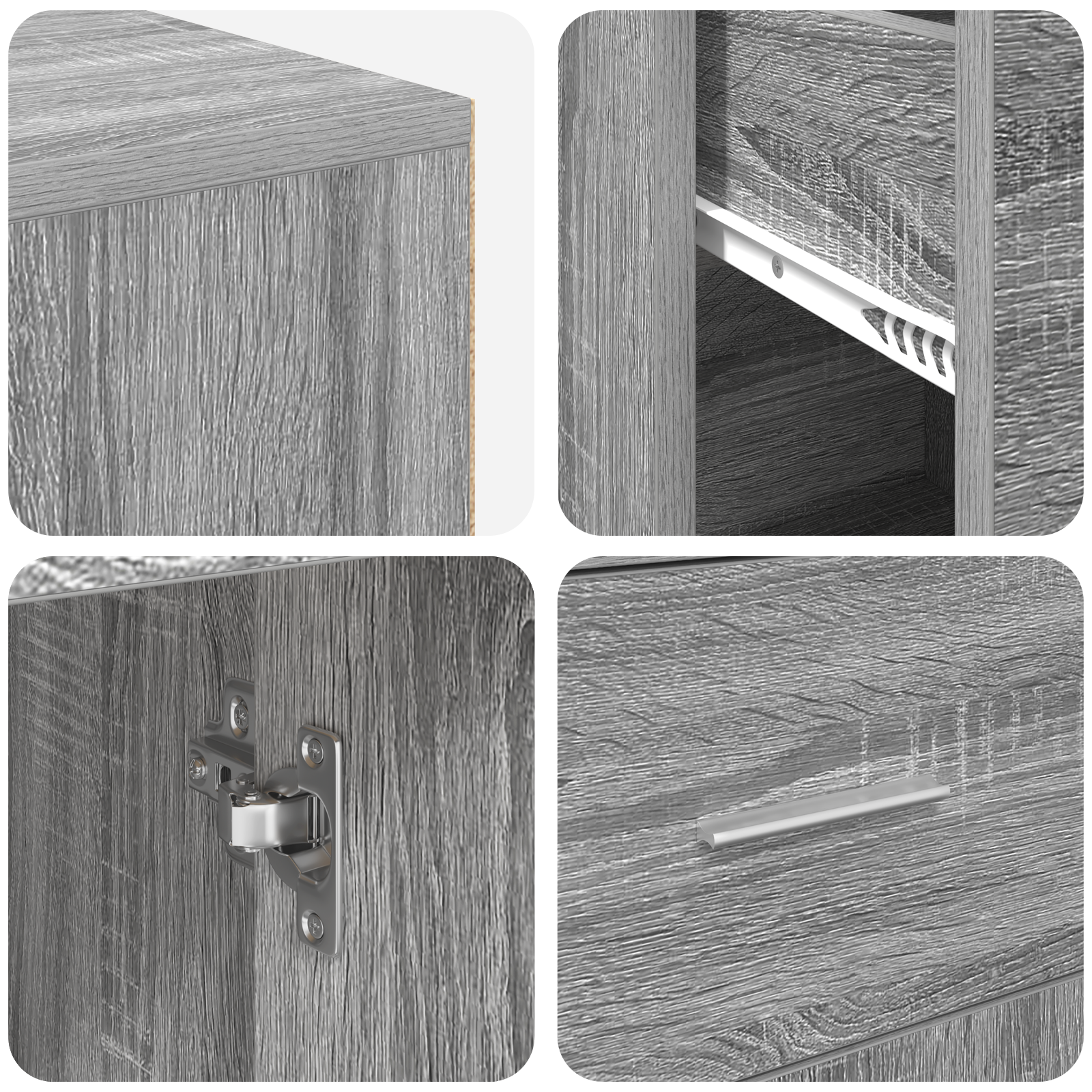 Szürke sonoma sarokasztal 102x88x75 cm műgyanta