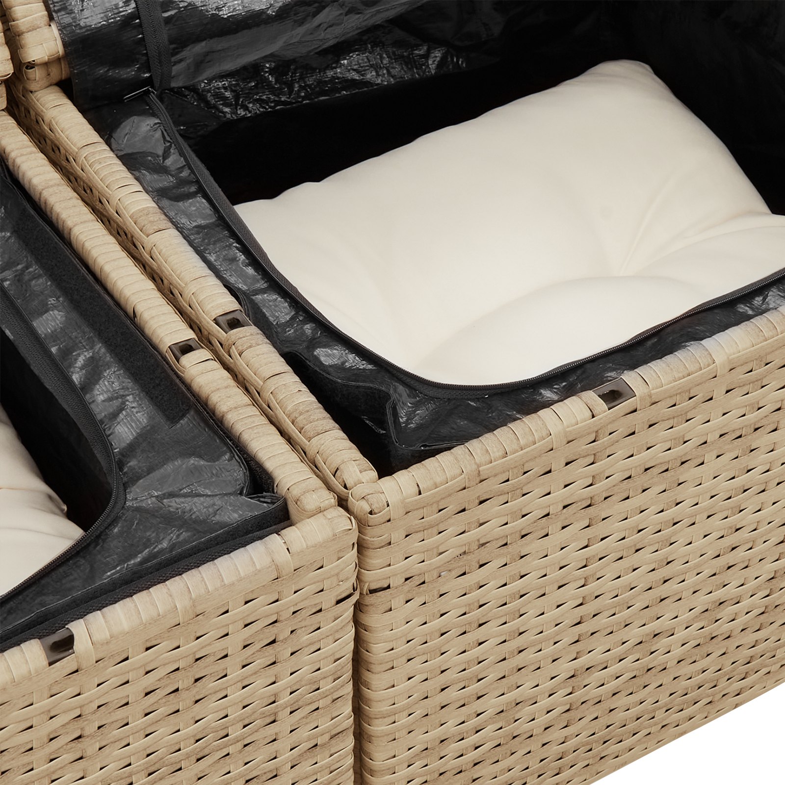 10 darabos kerti kanapé szett párnákkal bézs poly rattan akáccal 10 darabos kerti kanapé szett párnákkal bézs poly rattan akáccal