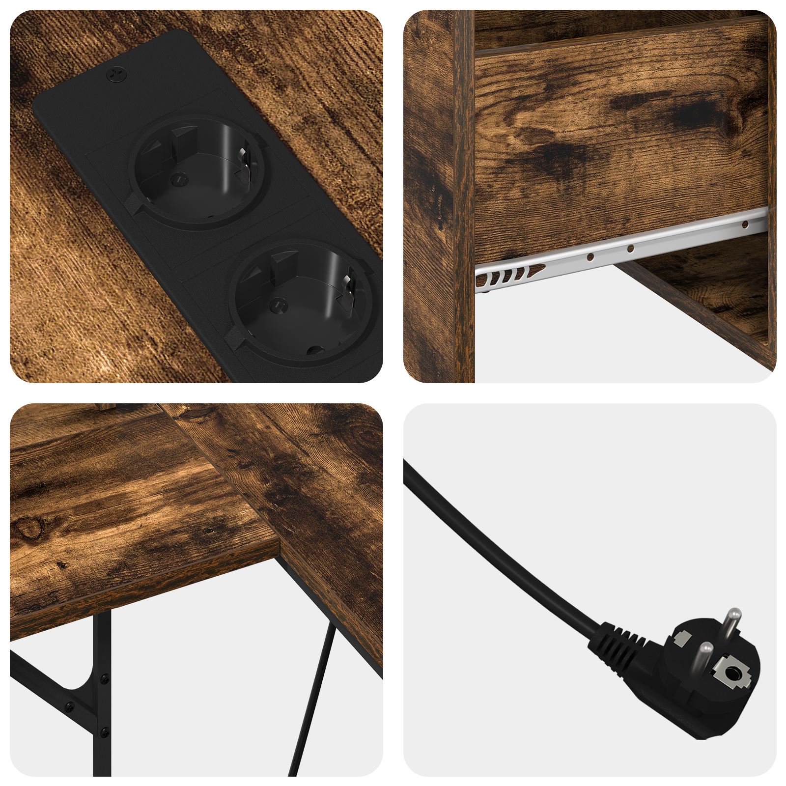 Asztal fiókkal tárolóval füstölt tölgy 182 x 101 x 87.5 cm faanyag