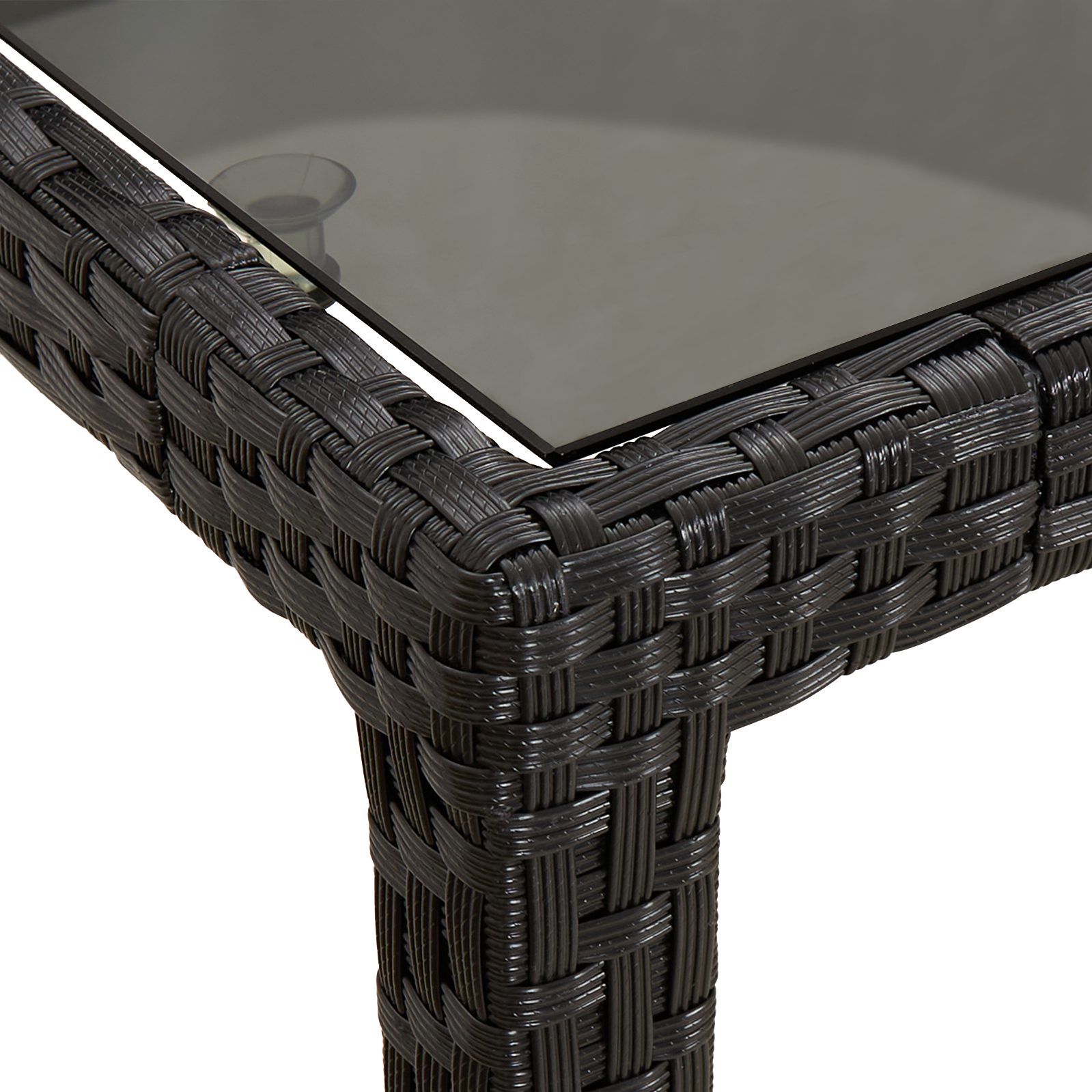 Kerti étkezőasztal fekete 190x90x75 cm polirattan