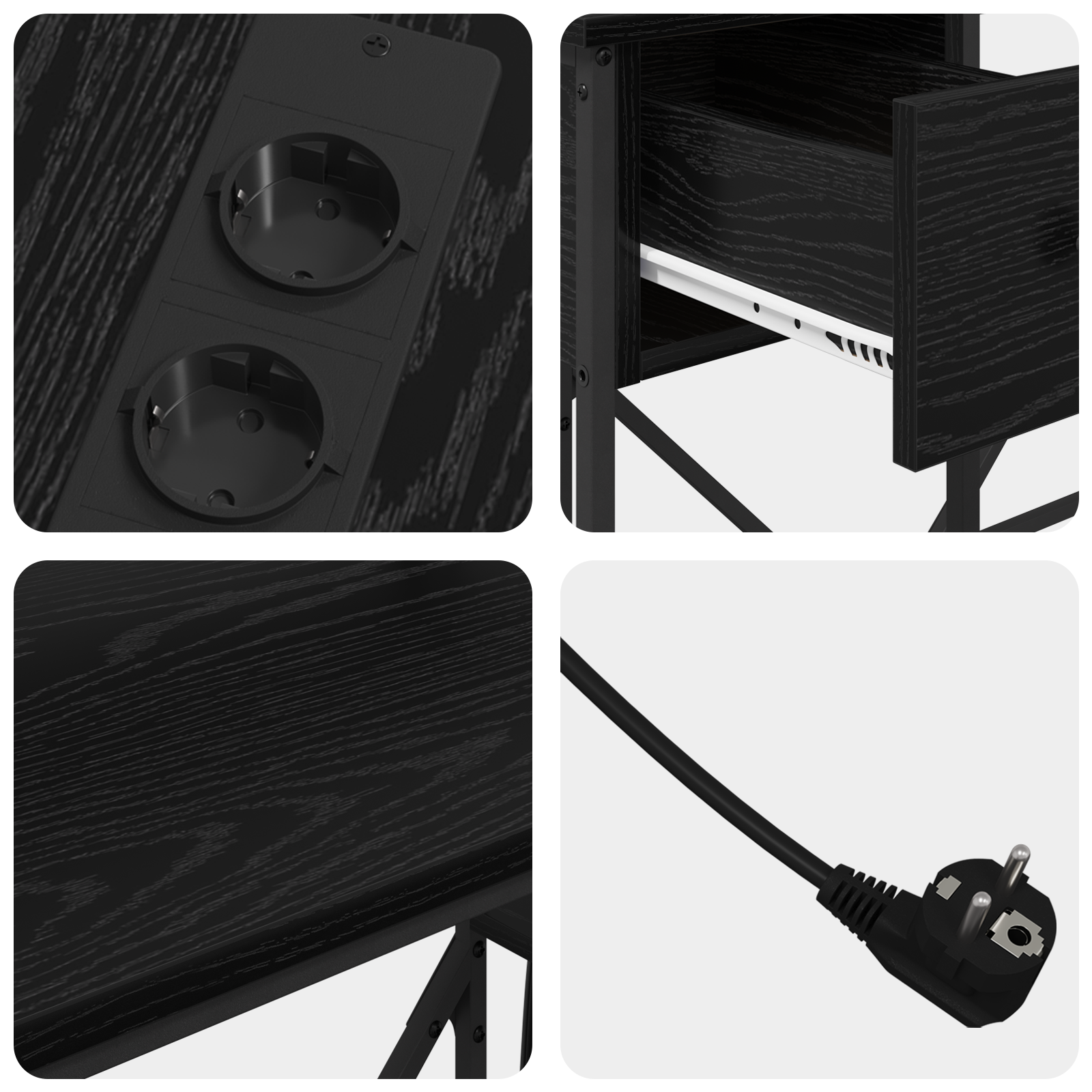 Asztal led -es lámpákkal fiókkal polcokkal tárolóval musta tammi 120 x 79 x 86.5 cm faanyag