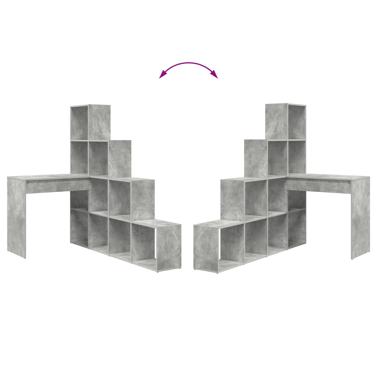 Sarokíróasztal polcokkal tárolóval beton szürke 101,5 x 149,5 x 149,5 cm