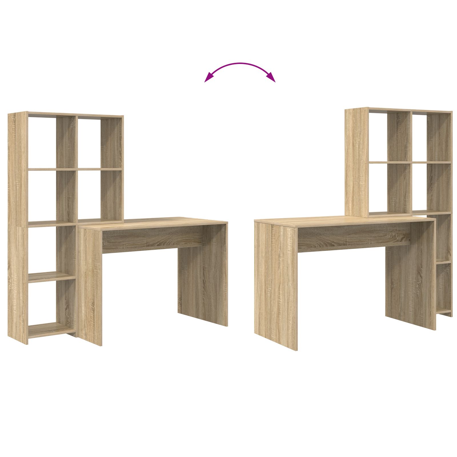 Asztal polcokkal tárolóval sonoma tölgy 138.5 x 55 x 143 cm faanyag