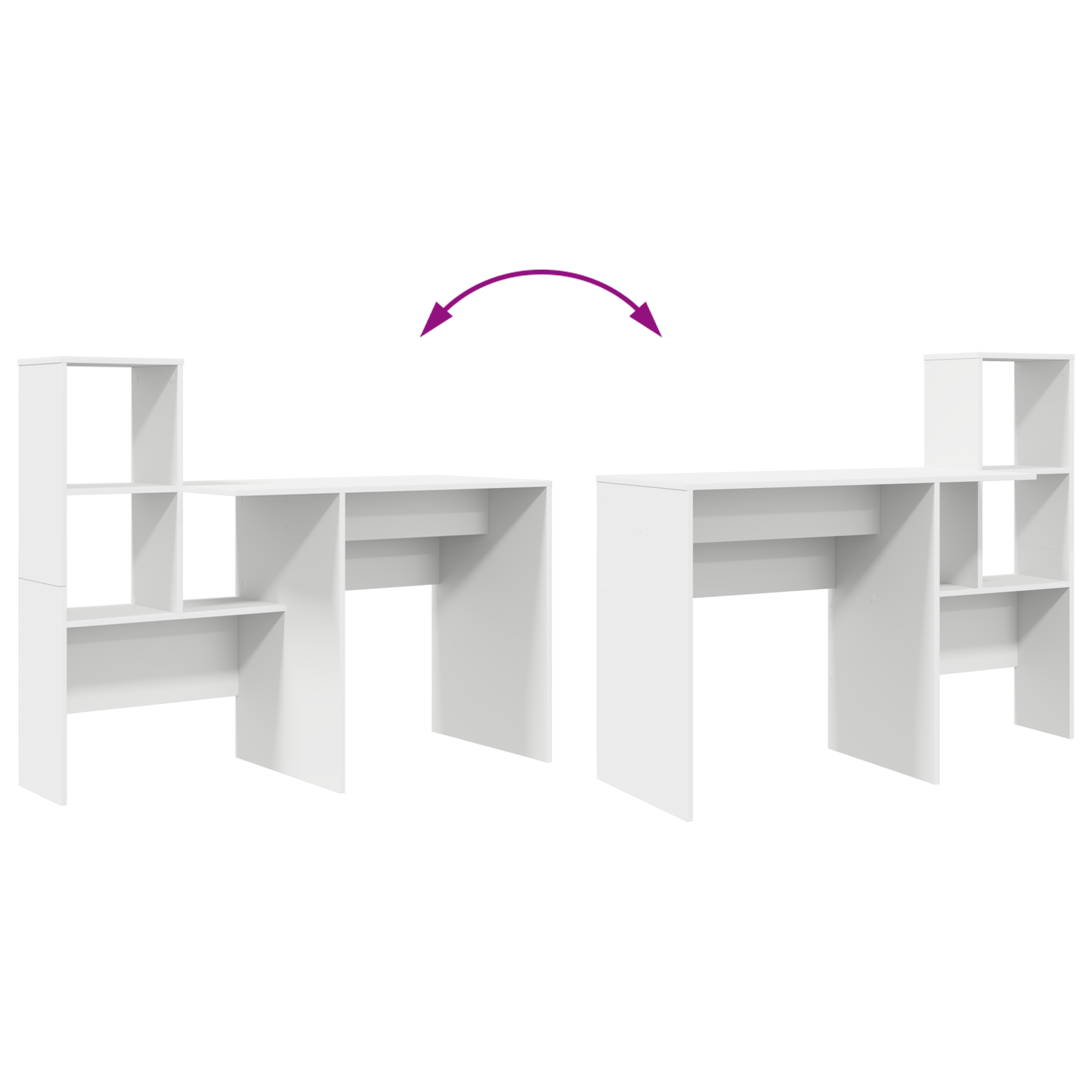 Asztal fiókkal polcokkal tárolóval fehér 131.5 x 50 x 106.5 cm faanyag