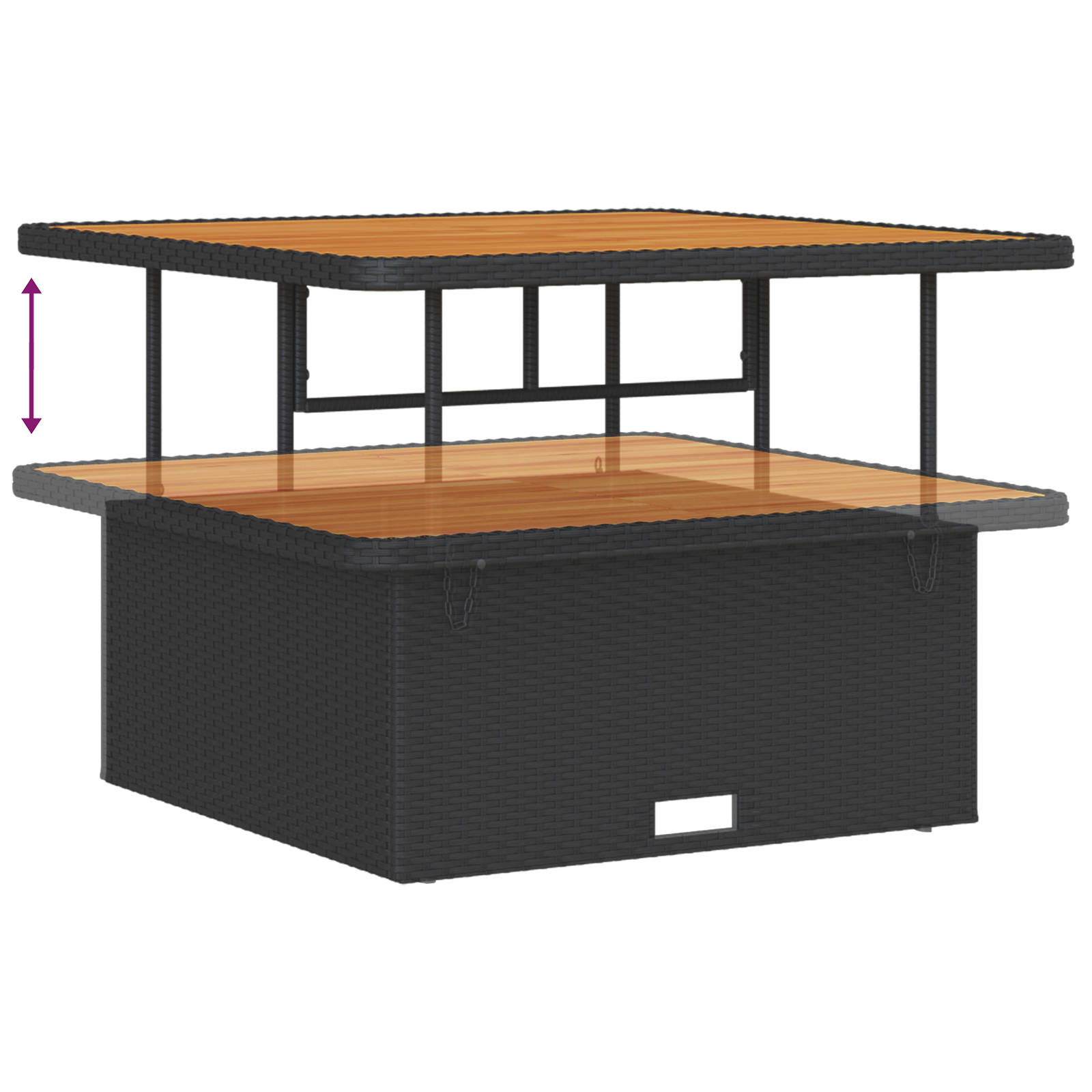 9 darab kert szófa szett párnákkal, fekete poli rattan akác, 3 darab kert étkező szett párnákkal, fekete poli rattan akác