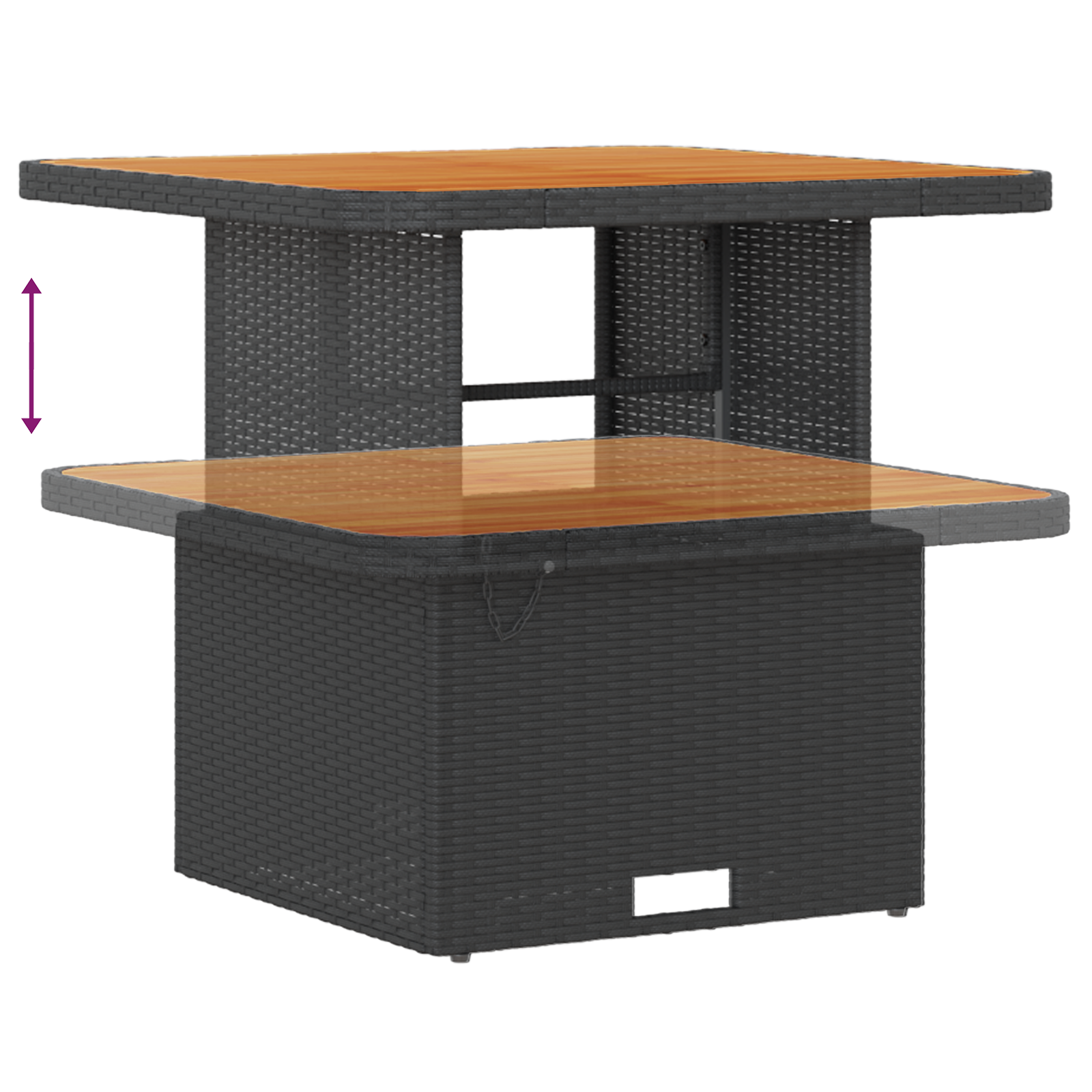 9 darabos kerti kanapé szett párnákkal fekete poli rattan akác, 3 darabos kerti étkező szett párnákkal fekete poli rattan akác