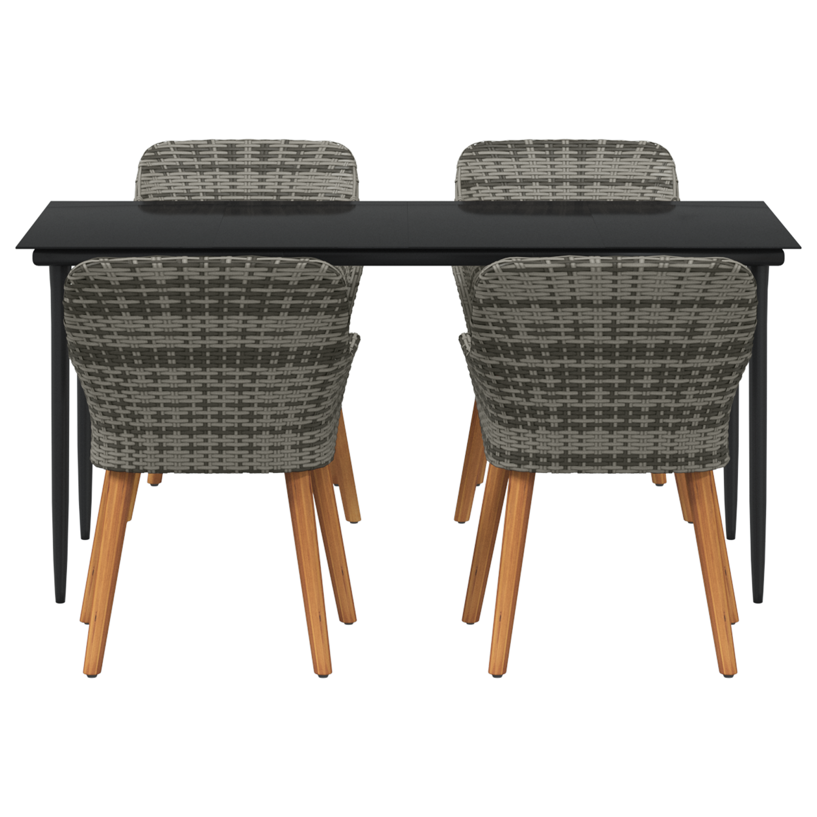 5 darabos kerti étkező szett szürke poly rattan