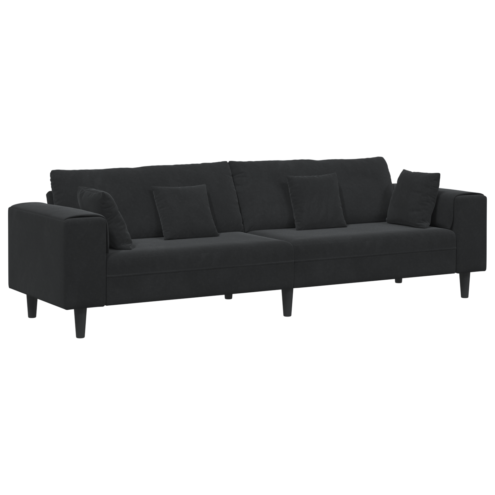 Bársony kanapé párnával párnával fekete 208 cm bársony