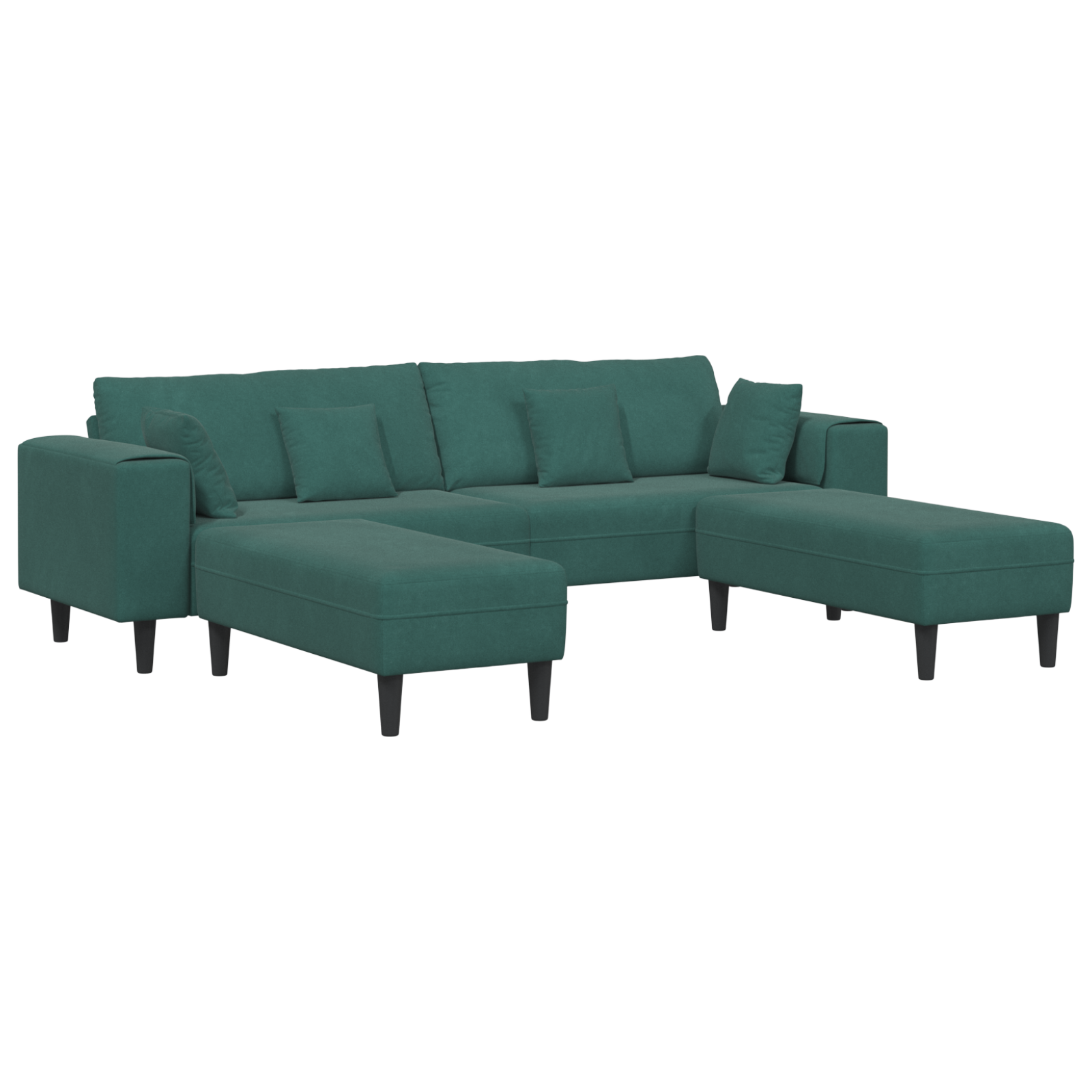 Bársony kanapé párnával párnával 3 pcs sötétzöld 208 cm bársony