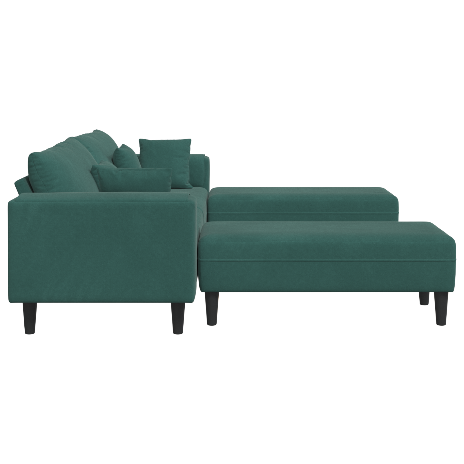 Bársony kanapé párnával párnával 3 pcs sötétzöld 208 cm bársony