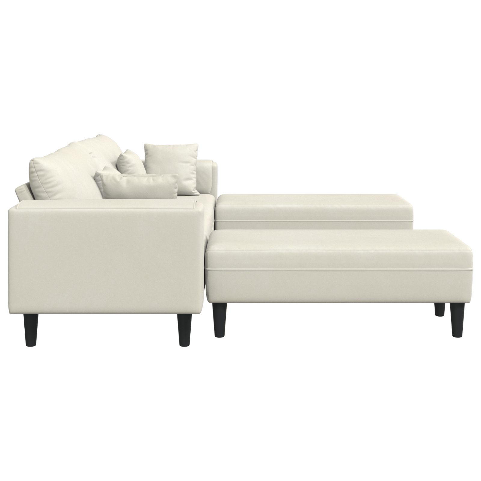 Bársony kanapé párnával párnával 3 pcs krémszínű 208 cm bársony
